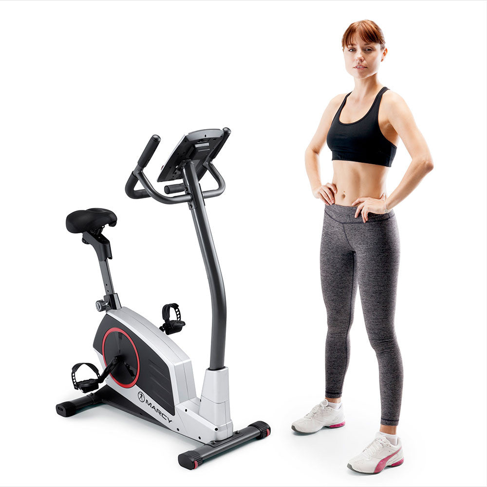 Marcy ME 702 Magnetic Upright Exercise Bike - Quiet Home Gym Equipment for Cardio Workouts | Perfect for Small Spaces & Indoor Cycling Training