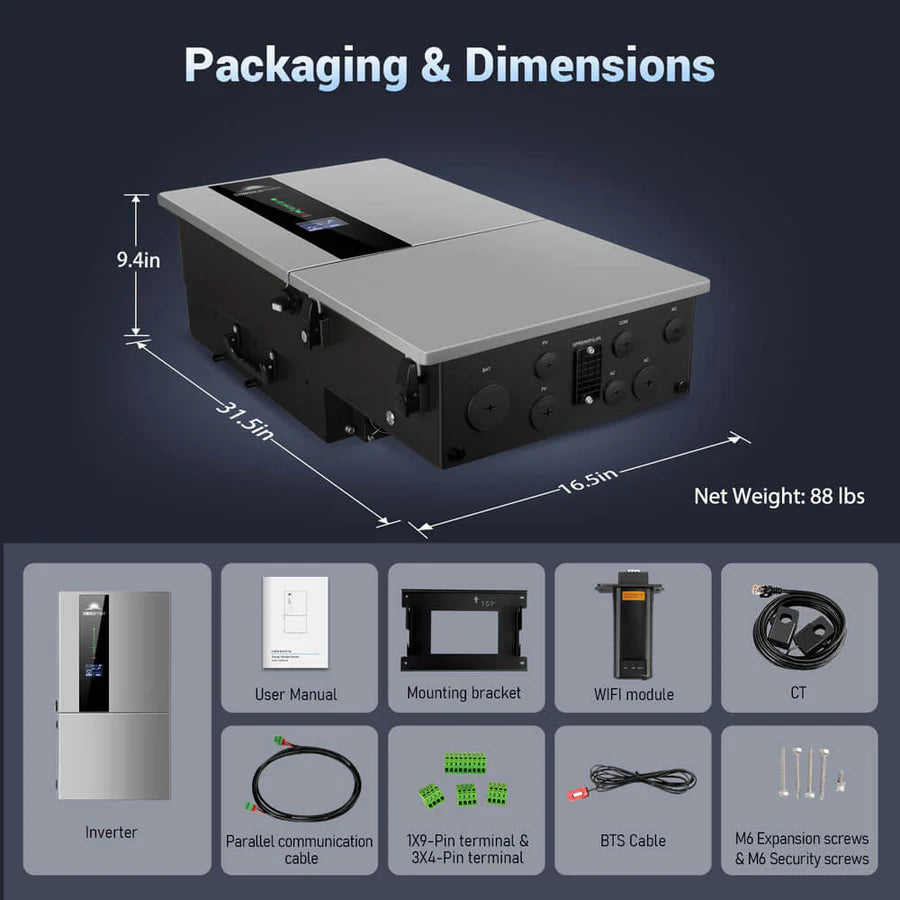 7.6KW Hybrid Solar Inverter 48V Split Phase SGN7.6K1HB - Off Grid Power Solution for Home, RV & Emergency Backup