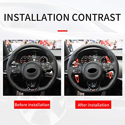 SANRILY Red Steering Wheel Shift Paddle Shifter Extension Kit for Kia Stinger CK K8 2018-2020 - CNC Billet Aluminum Sport Shift Paddles Replacement - Enhance Driving Performance for Racing & Sport Mode