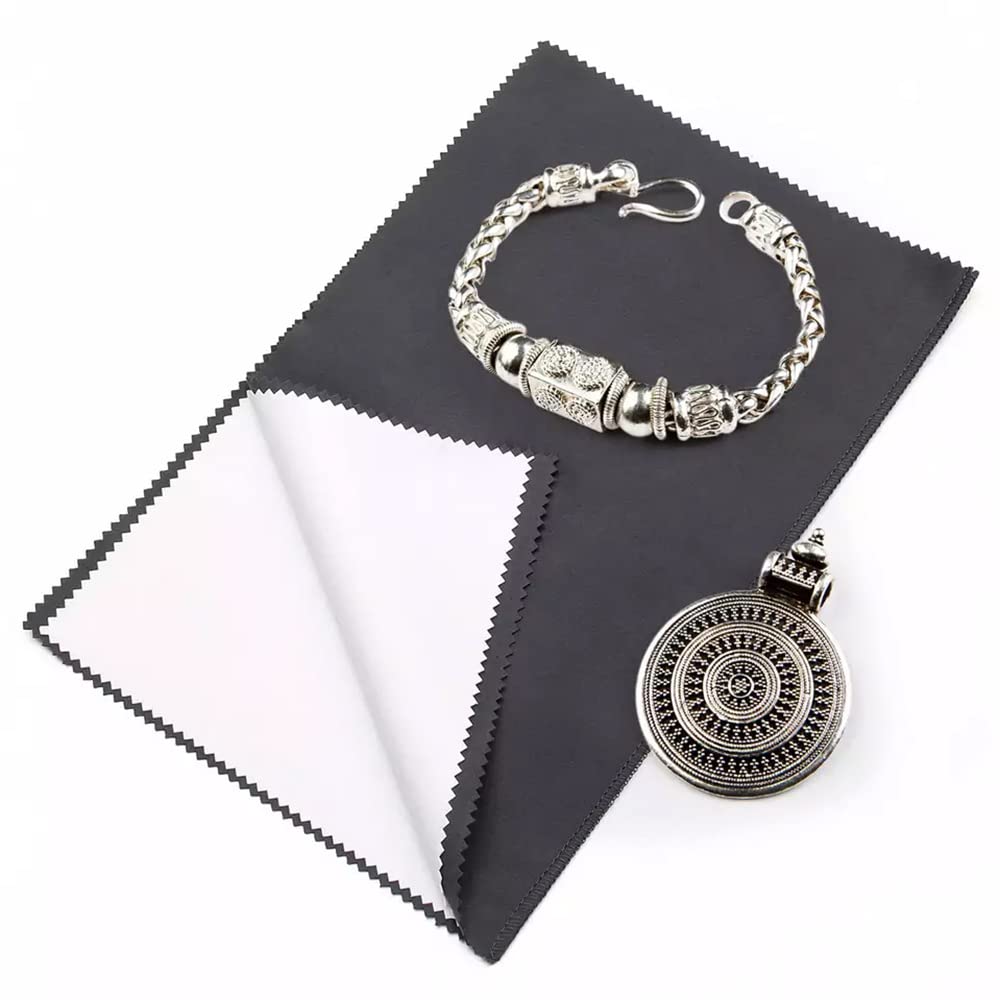 4-Piece Premium Silver Polishing Cloths Set - Large Double-Sided Jewelry Cleaning Cloths for Gold, Sterling Silver & Platinum - Tarnish Remover for Rings, Necklaces, Watches & More - Perfect for Home Jewelry Care & Gift Giving