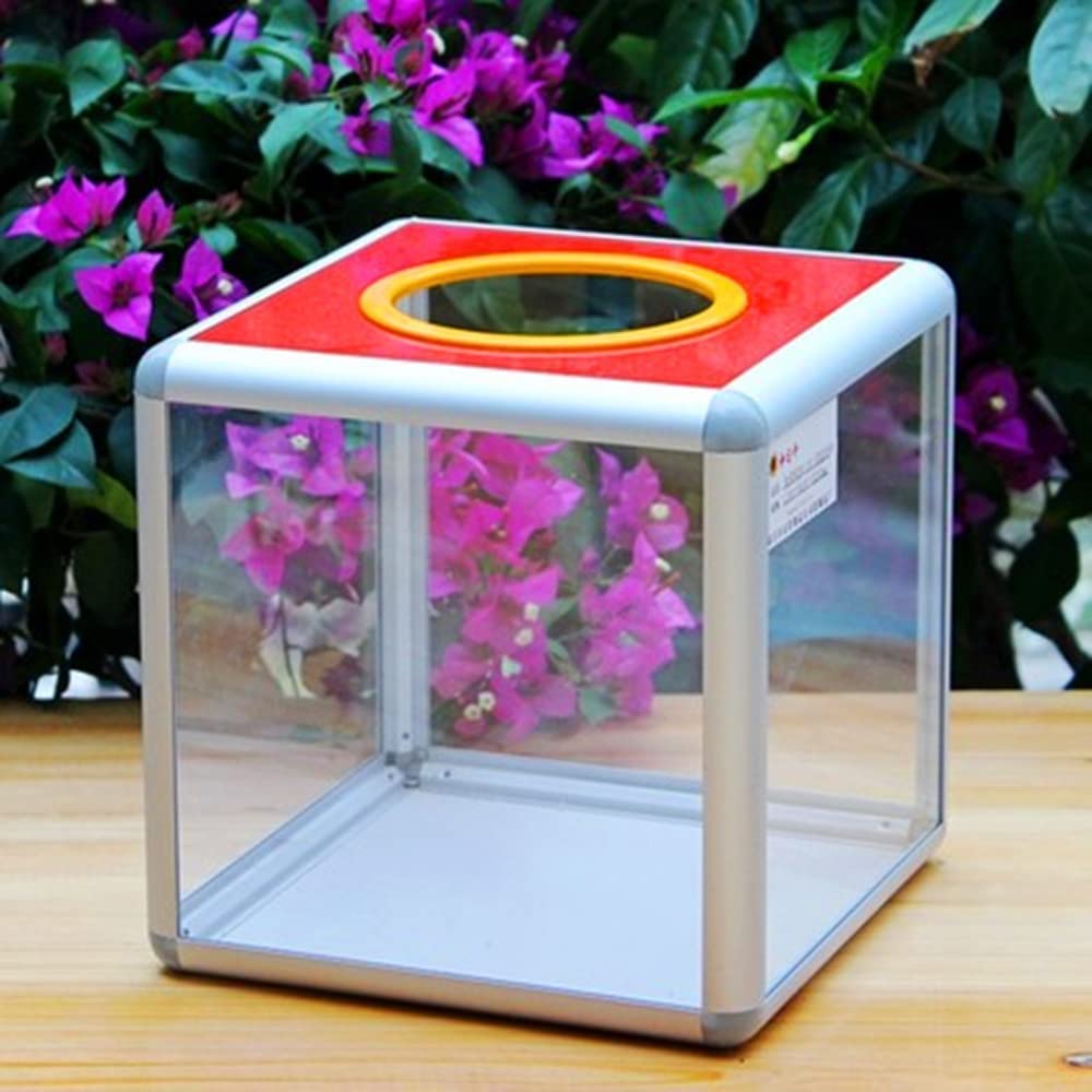 Acrylic Donation Box for Fundraising & Voting - Red Desktop Organizer