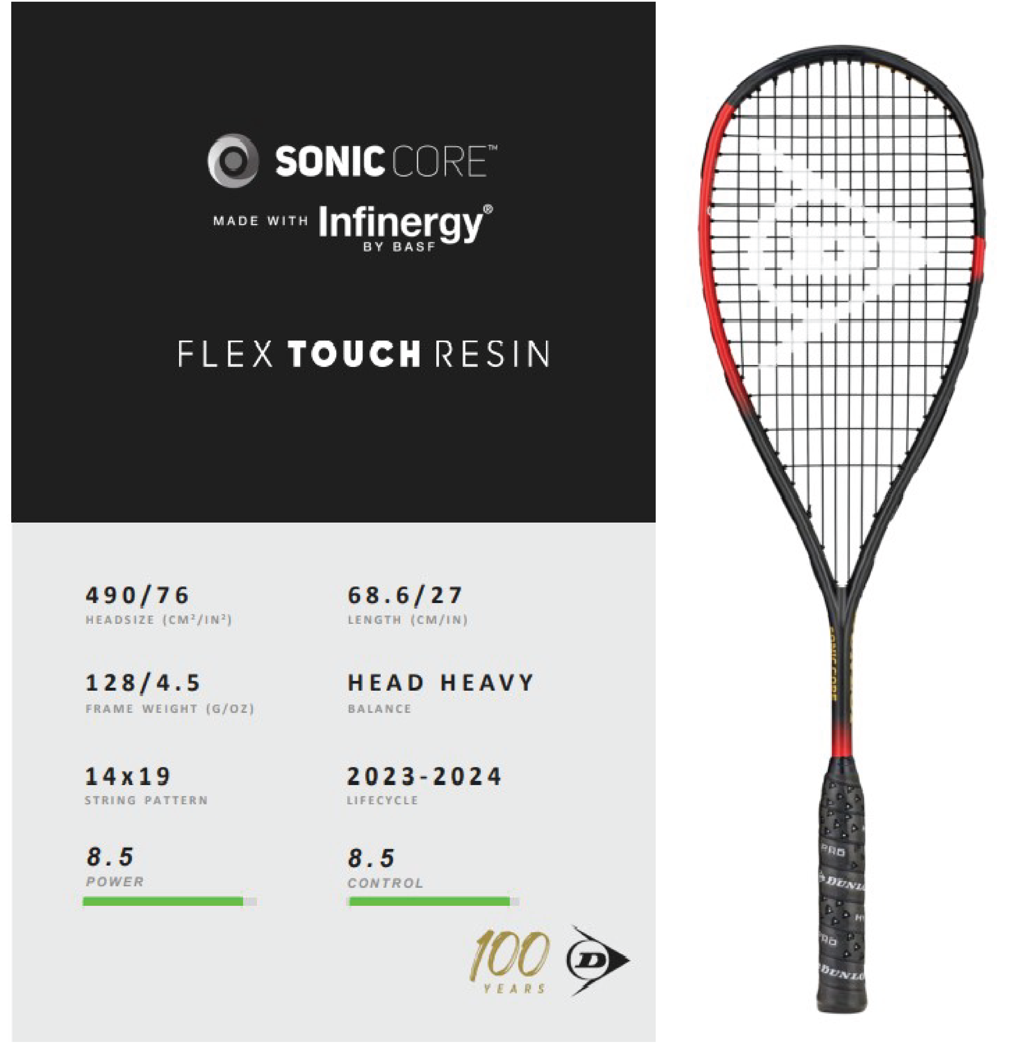 Dunlop Sonic Core Revelation Pro Squash Racket LTD Edition - Premium Performance Squash Racquet for Competitive Players | Perfect for Tournaments & Professional Training