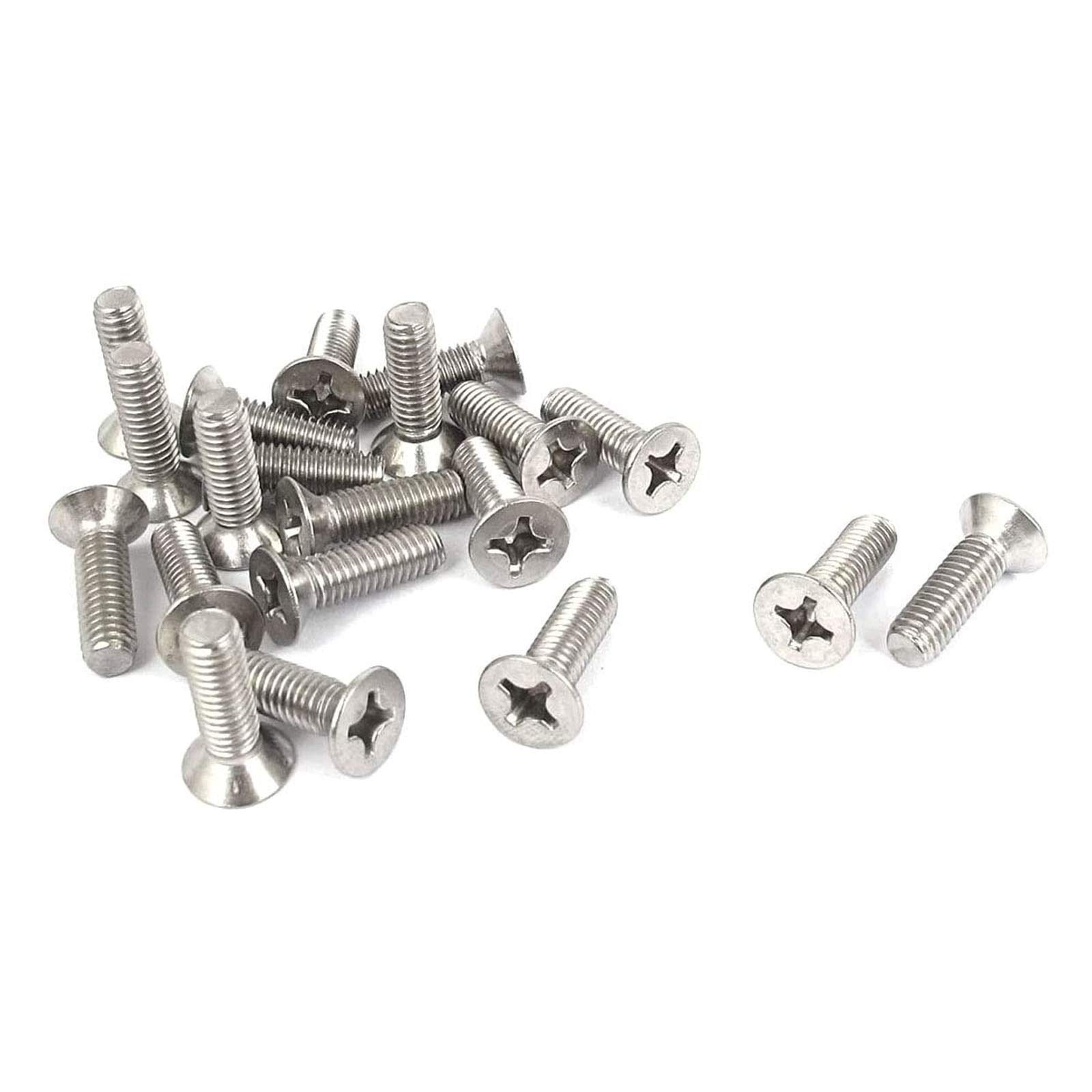 50 Pcs M5-0.8x16mm 304 Stainless Steel Flat Head Machine Screws - DIY & Furniture Assembly