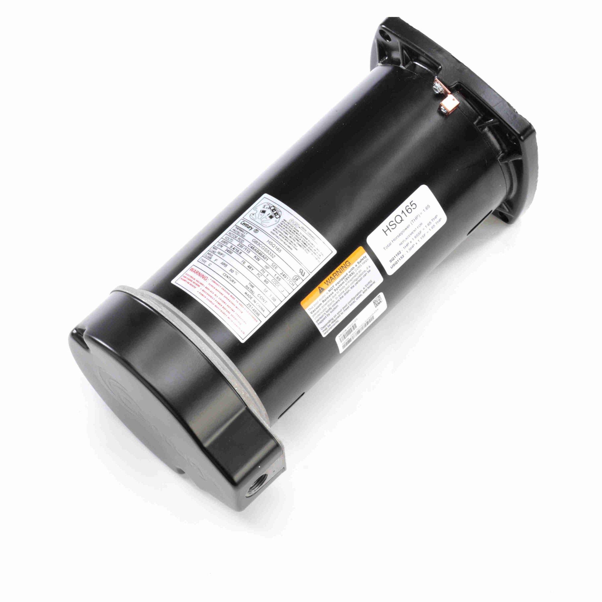 1.65 HP Square Flange Threaded Shaft Horizontal Pool Pump Motor - Durable Replacement for Inground & Above Ground Pools, Spas, and Water Features