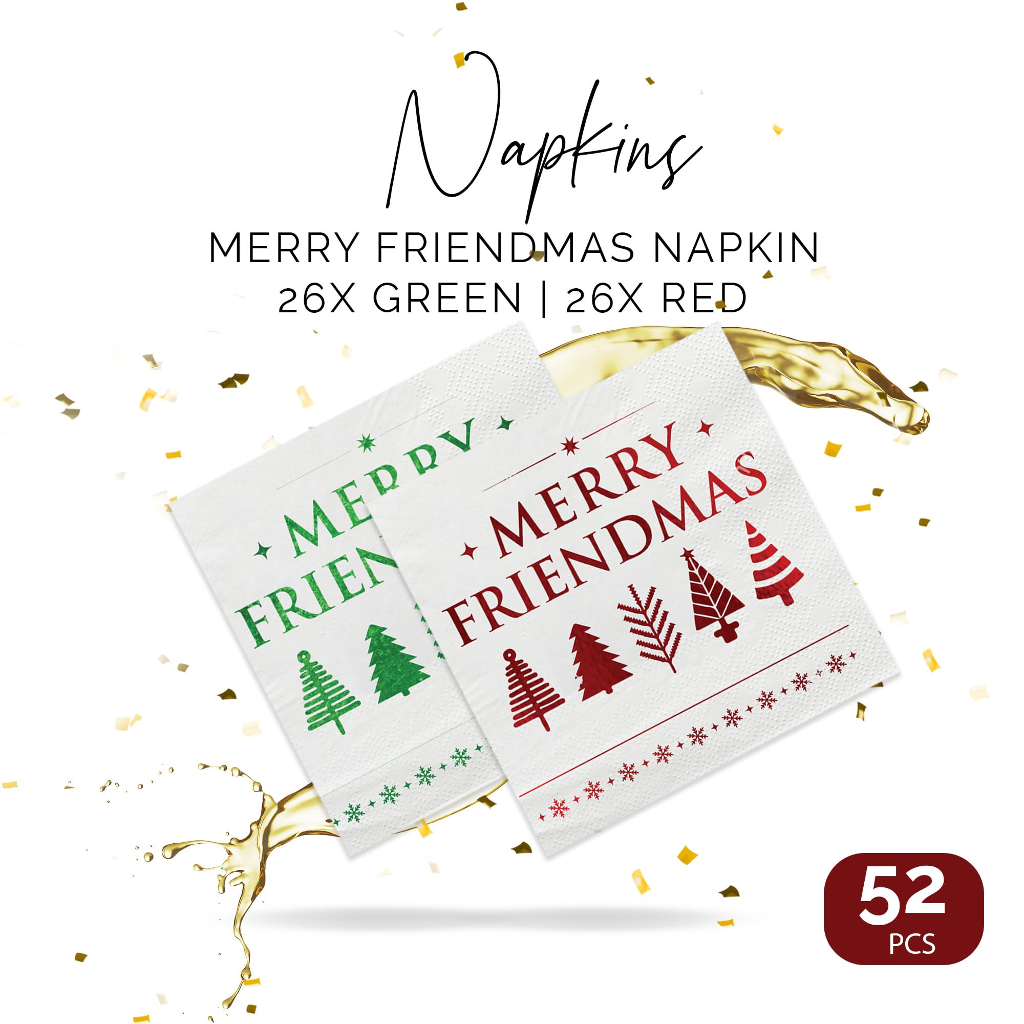 Friends TV Show Themed Napkins - 52 Pcs Disposable Party Napkins for Friendsmas, Christmas Celebrations & Holiday Gatherings - Perfect for Festive Decorations, Office Parties & Family Reunions