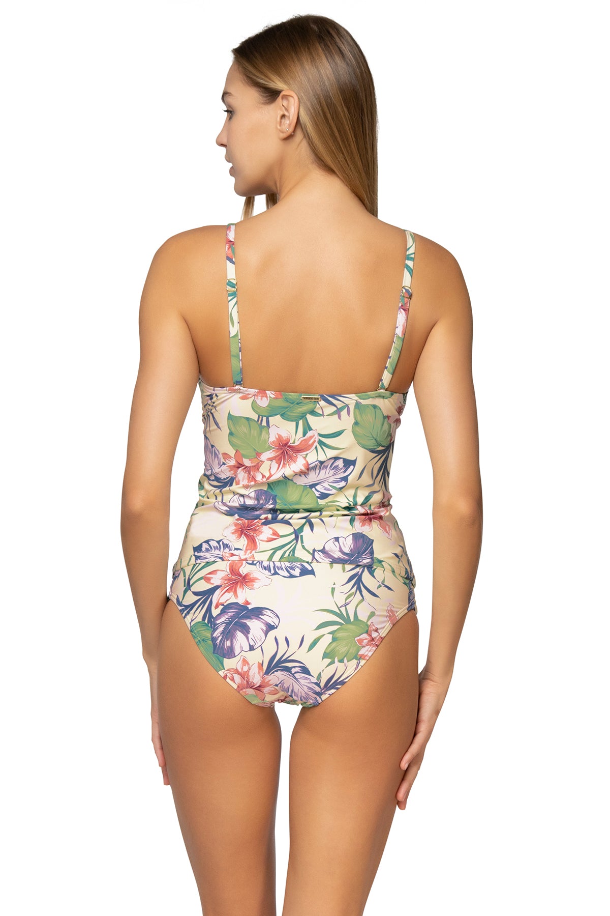 Simone Women's Floral Print Tankini Swimsuit - Island Life Tropical Bikini Top & Bottom Set for Beach, Pool & Vacation