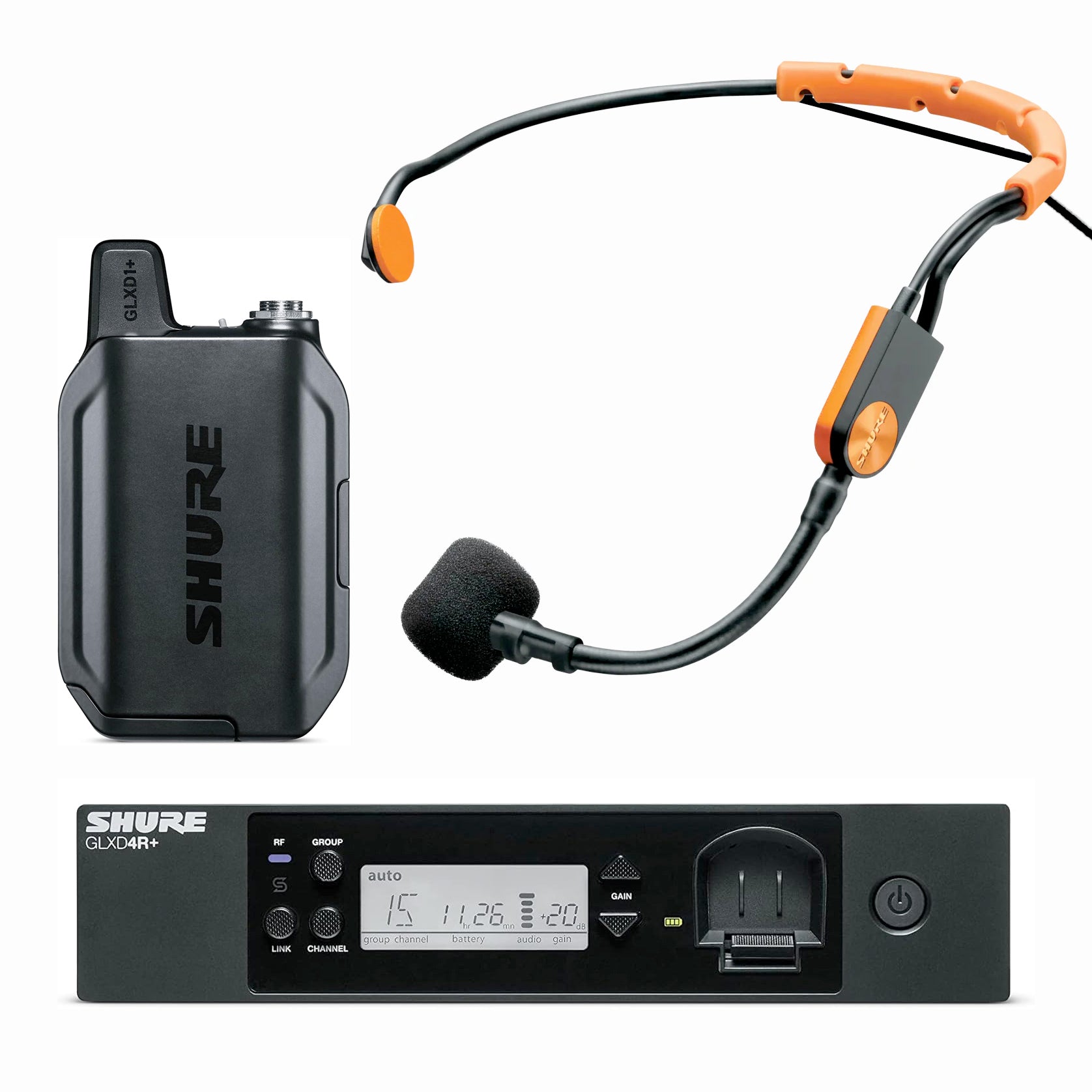 Shure GLXD14R+ Professional Rackmount Wireless Microphone System with SM31 Headset Mic - Perfect for Live Performances, Studio Recording & Public Speaking
