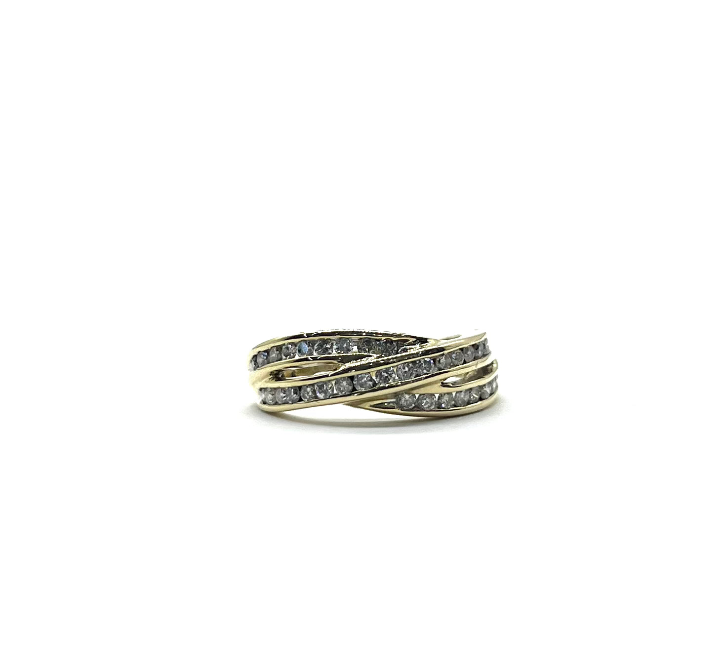 3 Row Diamond Crossover Band for Women - Elegant Stackable Wedding & Anniversary Jewelry Gift - Perfect for Bridal, Party & Special Occasions