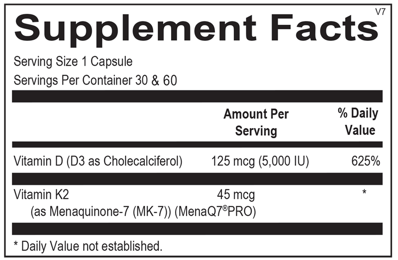 OrthoMolecular Products Vitamin K2 with D3 Supplement - Supports Bone & Heart Health - 60 Capsules - for Strong Bones & Cardiovascular Wellness - Perfect for Daily Nutrition & Active Lifestyle