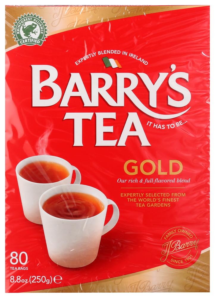 Barry's Tea Gold Blend Tea Bags - 80 Count (Pack of 6) | Premium Irish Breakfast Tea for Home, Office & Gifting | Hot or Iced Tea Enjoyment
