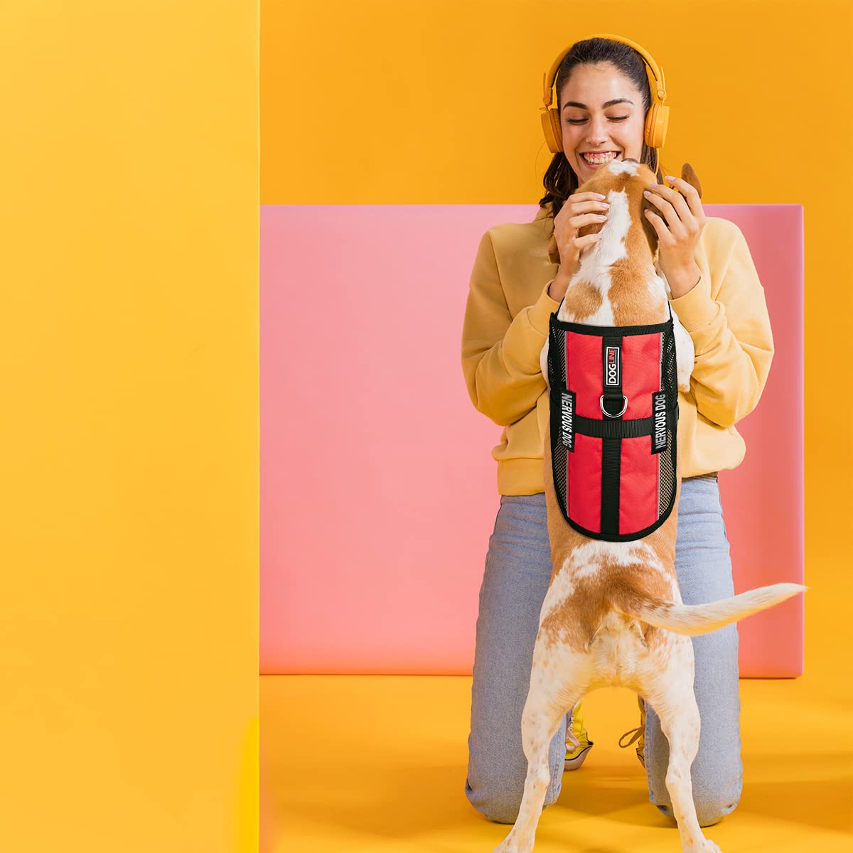 Dogline MaxAire Cooling Vest for Anxious Dogs - Adjustable Harness with Removable Patch & Reflective Strips - Fits Puppies to Large Dogs (17-21 Inch Girth) - Red - Perfect for Summer Walks, Training & Outdoor Adventures