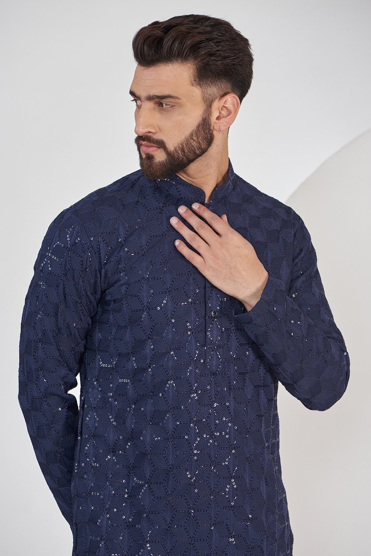 Elegant Navy Blue Chikankari Kurta for Women | Traditional Indian Embroidered Tunic Top | Perfect for Festivals, Weddings & Casual Wear