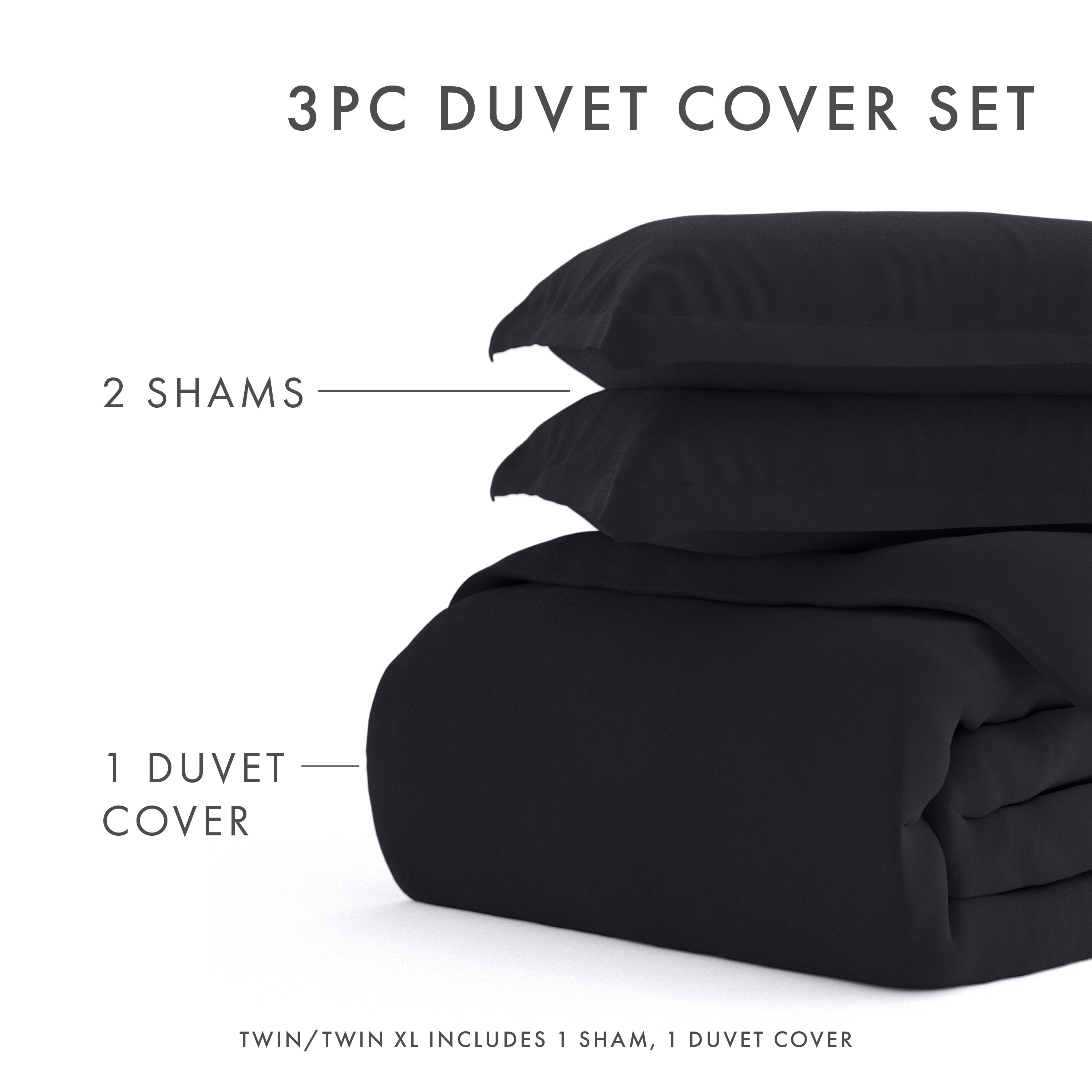 3 Piece Essential Duvet Cover Set - Soft & Breathable Bedding - Queen/King Size - Perfect for Master Bedroom, Guest Room & Dorm Decor