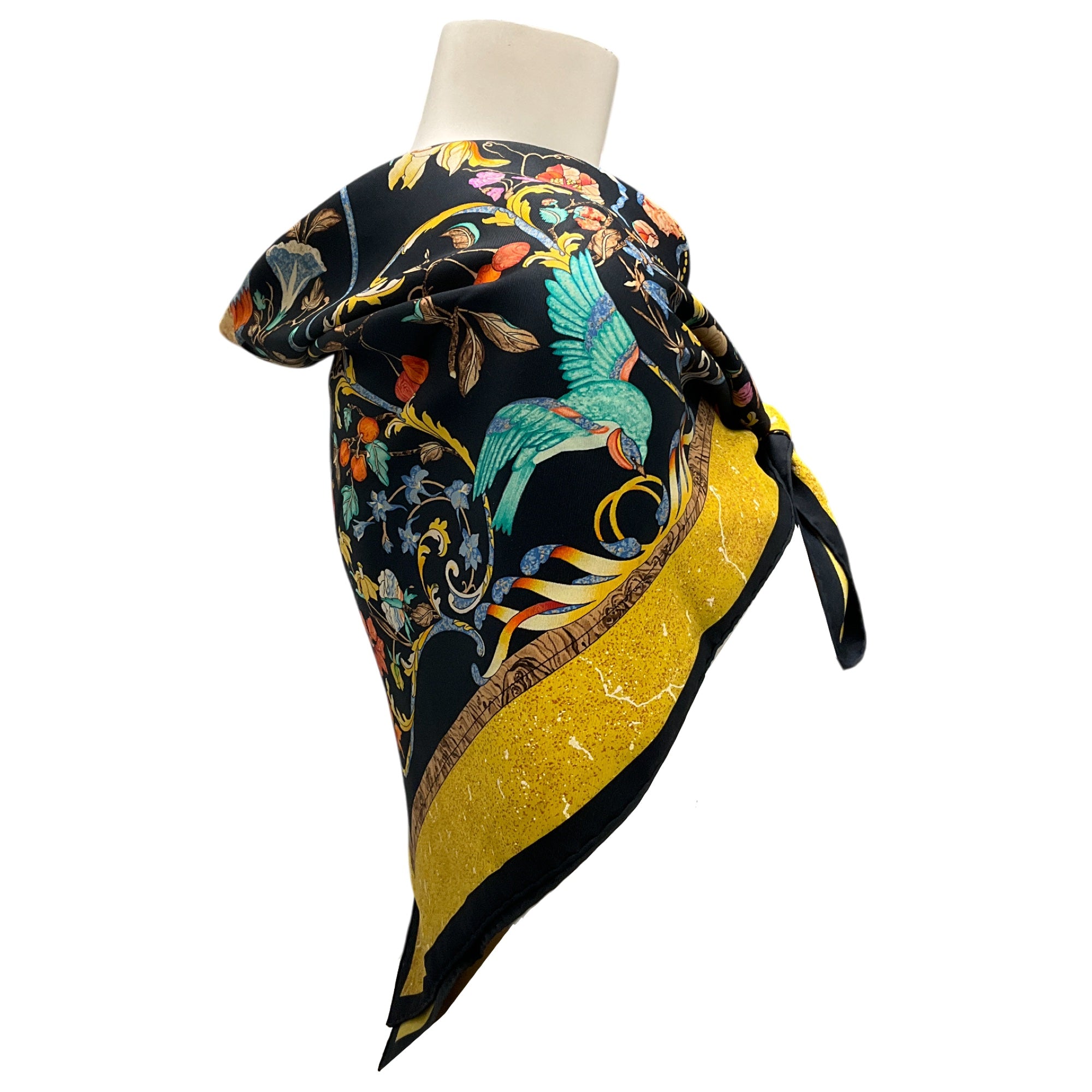Hermes Black & Gold Multi Pierres d'Orient et d'Occident Square Silk Scarf - Luxury Fashion Accessory for Women, Elegant Gift for Special Occasions