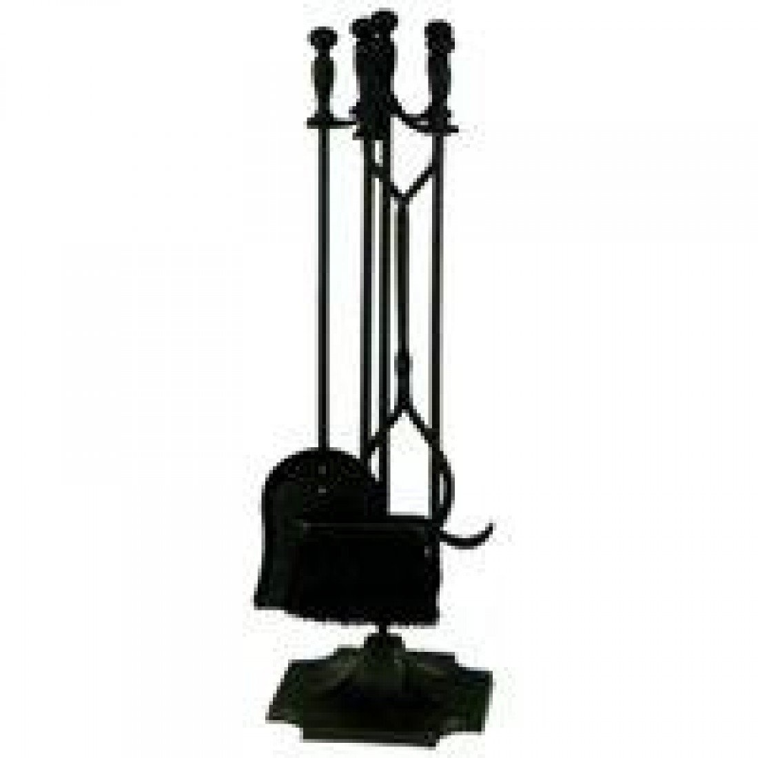 Premium 5-Piece Black Fireplace Tool Set - Heavy Duty Poker, Shovel, Brush, Tongs & Stand - Perfect for Indoor/Outdoor Fire Pits, Wood Stoves & Hearth Maintenance