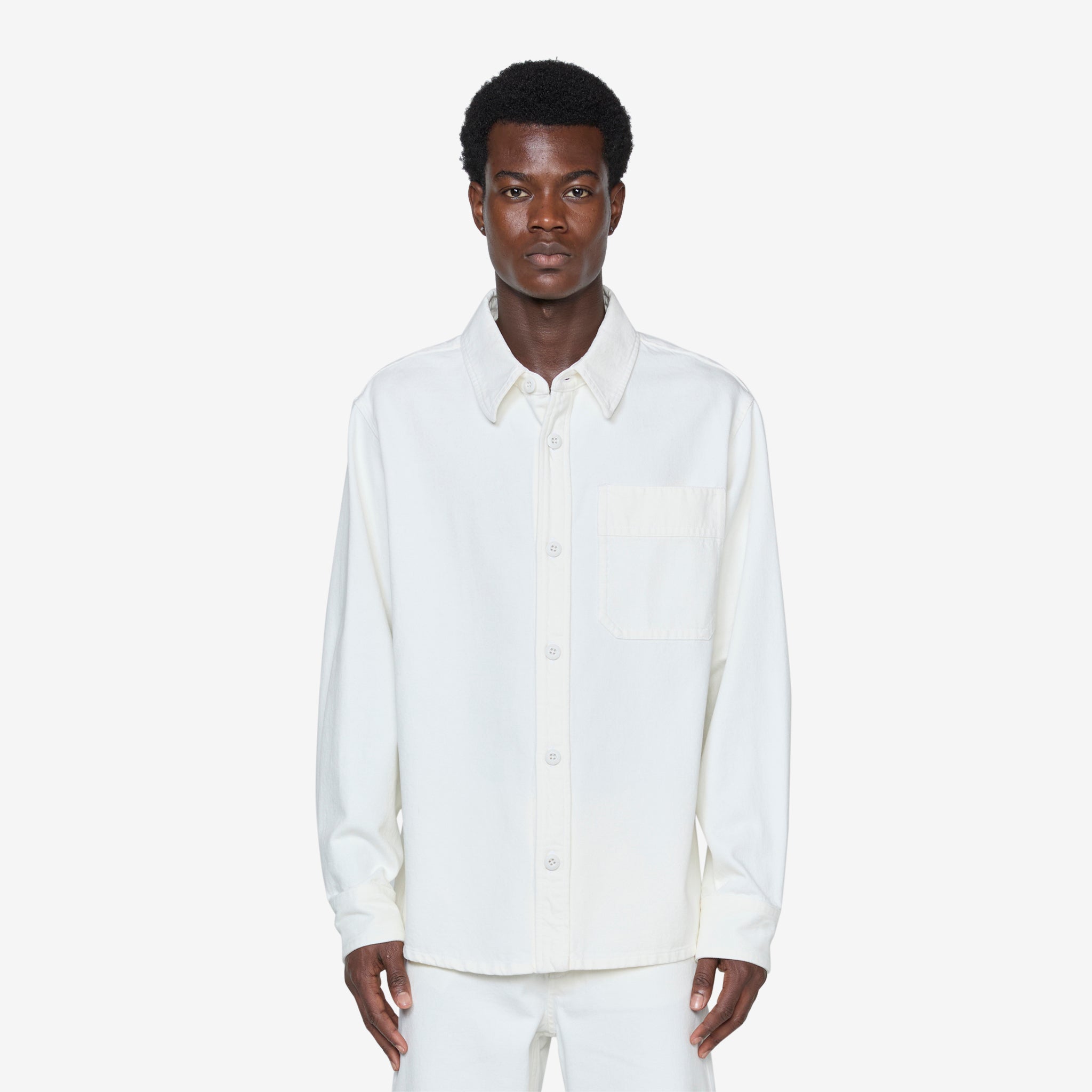 Embroidered Basile Overshirt in Eggshell - Stylish Casual Shirt for Men | Perfect for Outdoor Activities, Date Nights & Office Wear
