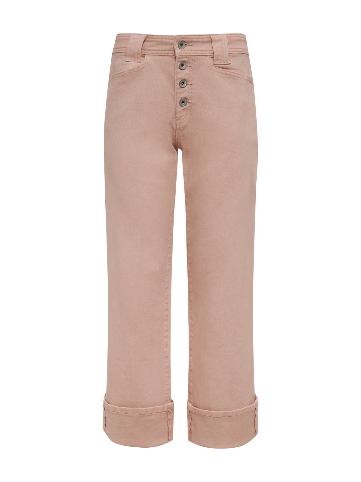 Luna Cuffed Standard Rise Jeans for Women - Earth Pink Washed Denim Pants | Casual Wear, Street Style, Everyday Outfits