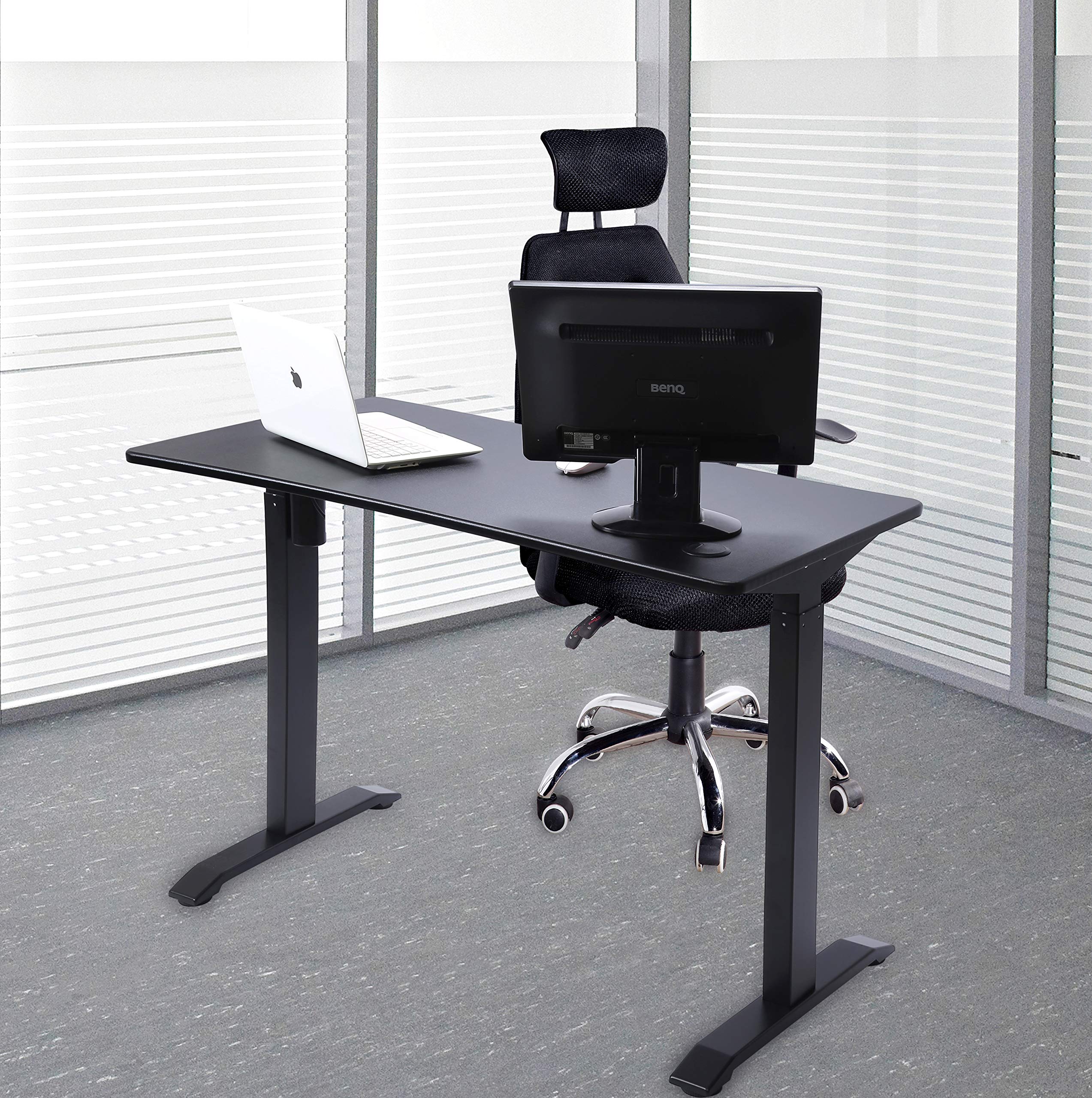 UNICOO 48 x 24 Inches Electric Height Adjustable Standing Desk - Motorized Sit Stand Workstation for Home Office, Gaming & Study | Whole-Piece Desk Board with Memory Function (KT1001-BB) | Perfect for Remote Work, Online Classes & Ergonomic Workspace Setup