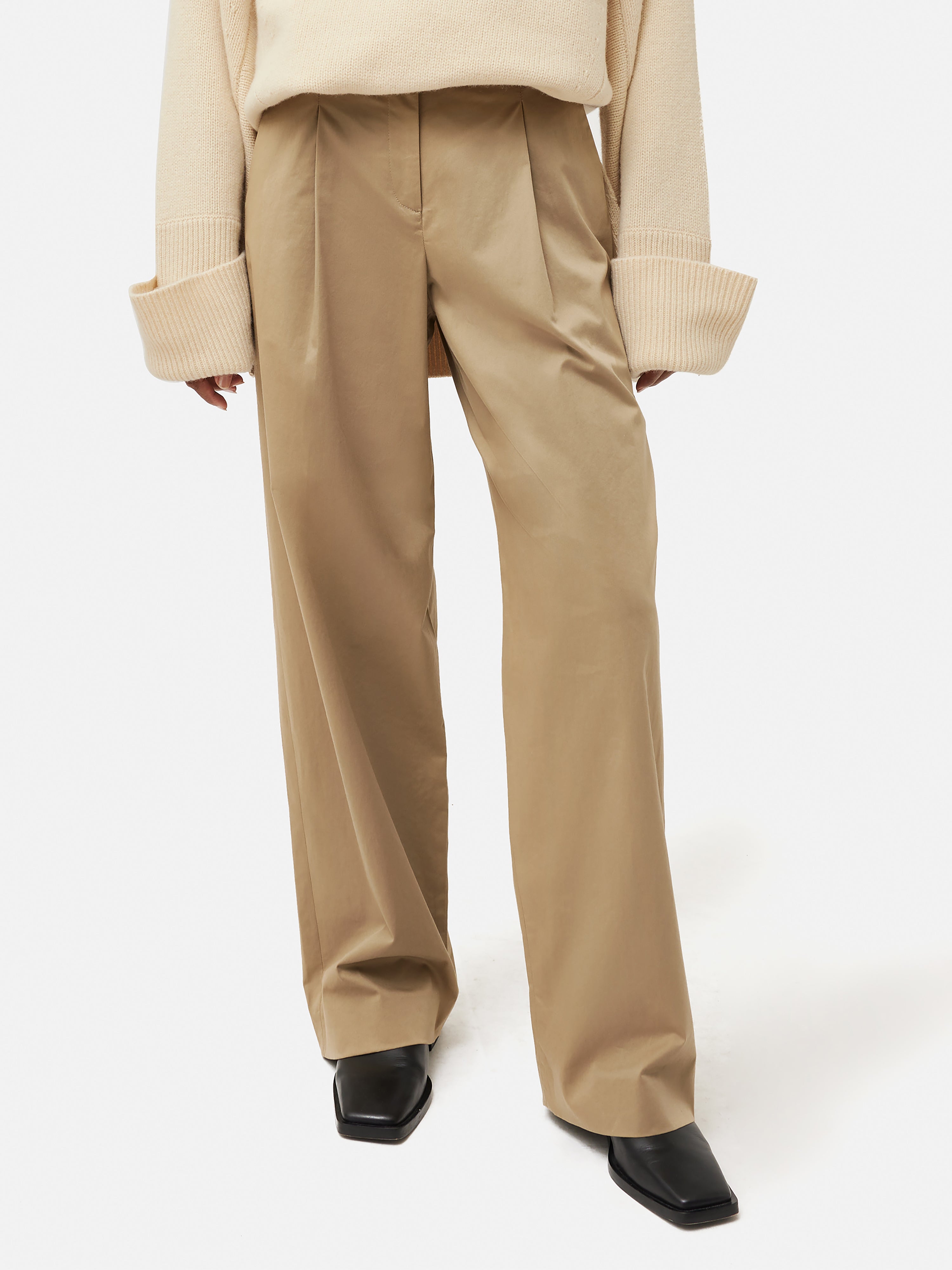 Premium Cotton Pleat Front Trousers for Men - Stone Color | Comfortable Office Pants & Business Casual Wear | Perfect for Work, Meetings & Formal Occasions
