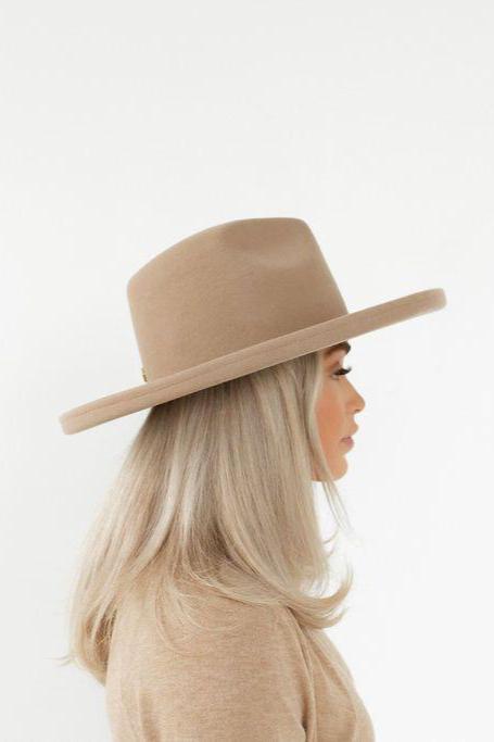Cara Loren Women's Fashion Pencil Brim Hat in Tan - Stylish Sun Hat for Beach, Outdoor & Summer Outfits