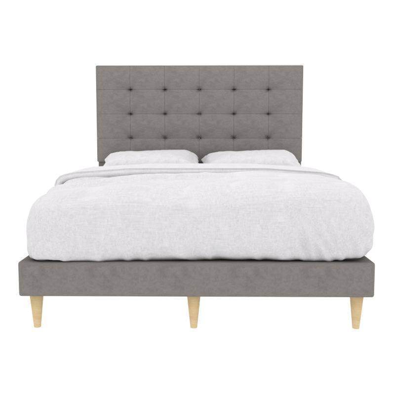 Modern Edith Fabric Bed Frame - Queen Size Upholstered Platform Bed with Wooden Slats - Perfect for Bedroom, Guest Room, and Dormitory Use