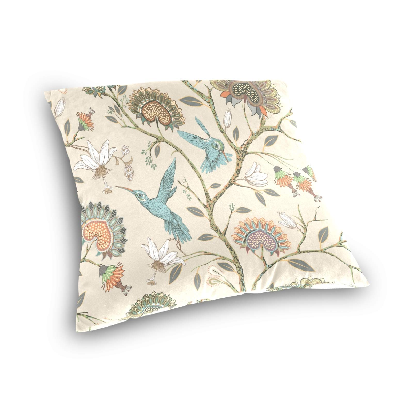 20x20 Inch Hummingbird & Floral Decorative Throw Pillow Covers - Square Farmhouse Style Cushion Cases for Sofa, Couch, Bedroom & Living Room Decor - Perfect for Home, Office & Seasonal Decorations