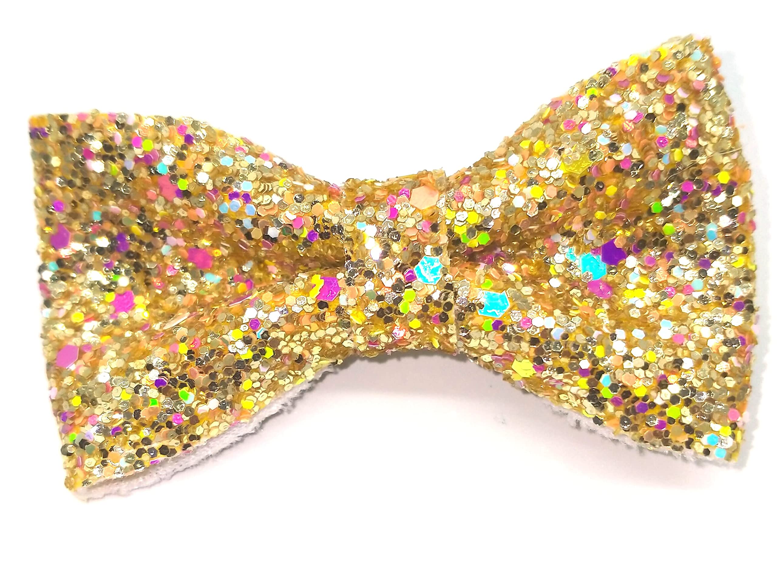 6 Pcs Handmade Glitter Hair Bows for Girls - Sparkly 3 Inch Alligator Hair Clips & Barrettes (Gold) - Perfect for Parties, School, and Special Occasions