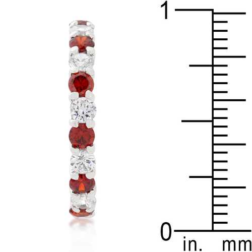 Mini Jessica Band with Garnet Cubic Zirconia - Elegant Stackable Ring for Women, Dainty Jewelry Gift for Her, Perfect for Everyday Wear & Special Occasions