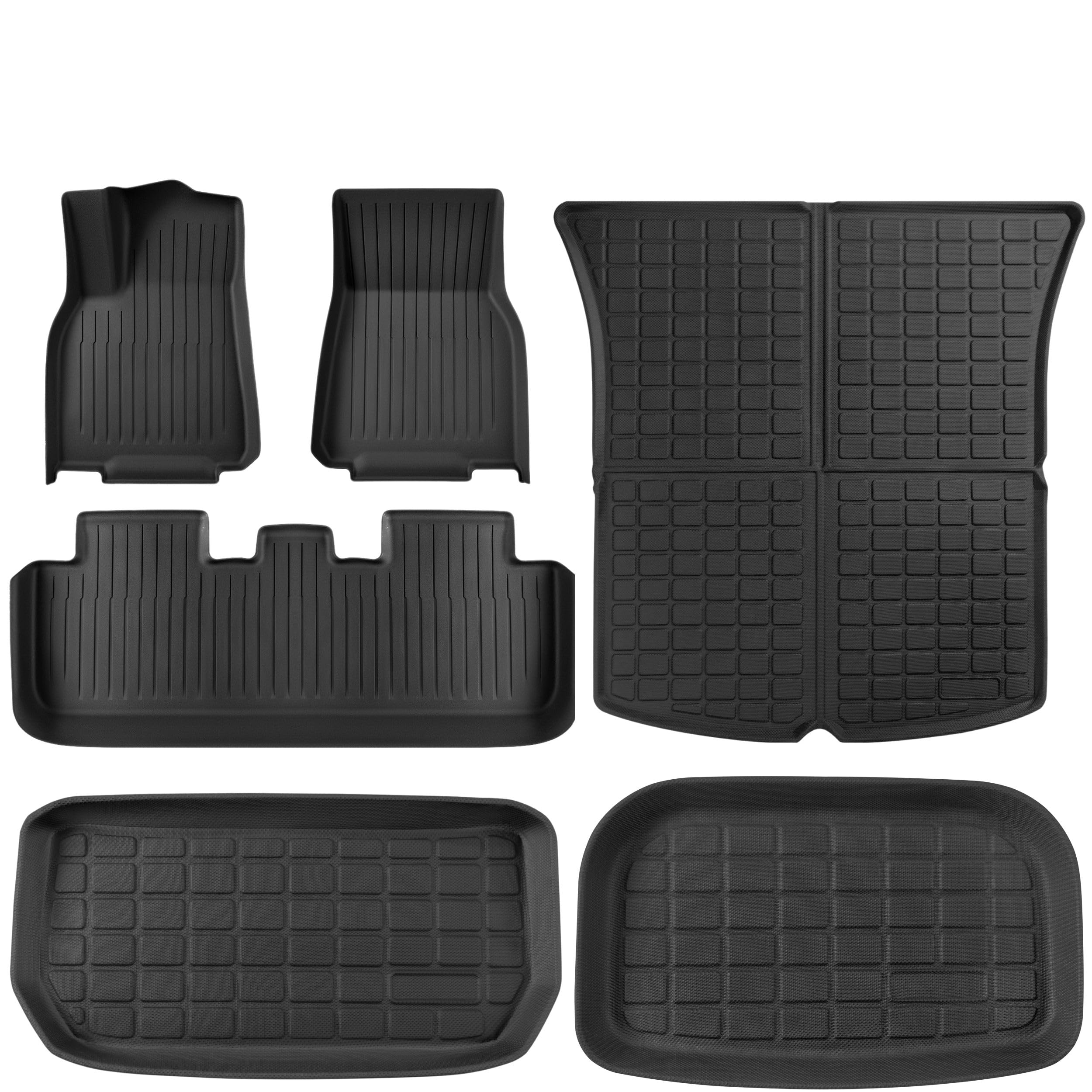 Premium All-Weather Floor Mats & Cargo Liners for Tesla Model Y 5-Seat 2021-2025 | Custom Fit TPE Trunk Mats | Anti-Slip Interior Accessories | Perfect for Road Trips, Daily Commutes & Outdoor Adventures (Does NOT fit 7-Seat & Juniper)