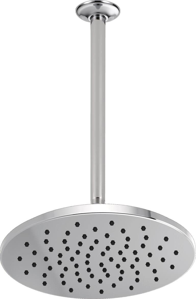 Delta Faucet Rain Shower Head - High Pressure Chrome Rainfall Shower Head with Lumicoat Finish, Ceiling Mount Metal Shower Head (Includes Shower Arm) - Perfect for Spa-Like Bathroom Experience & Modern Home Upgrade