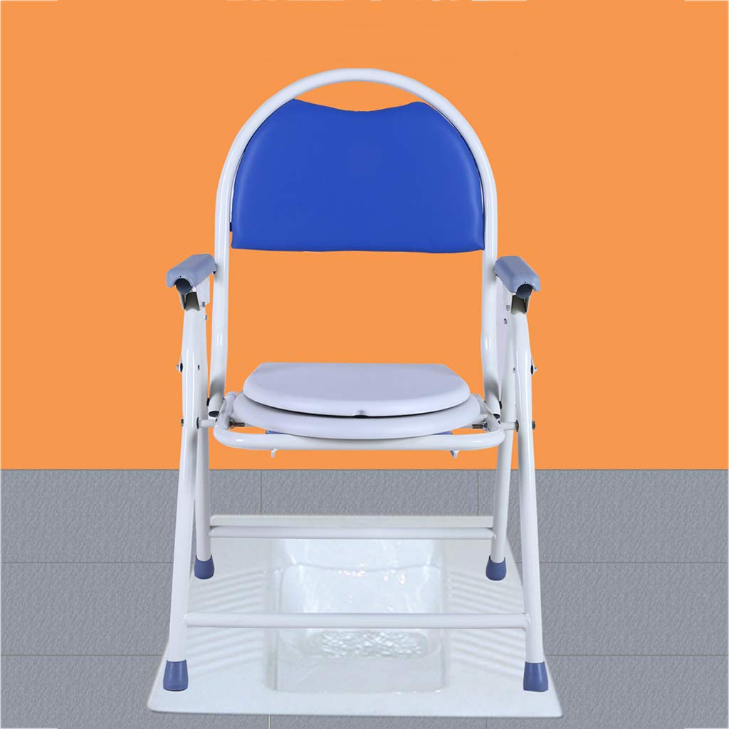 Foldable Commode Chair with Safety Steel Frame - Portable Bath Toilet Seat for Seniors & Disabled - Tool-Free Assembly - Ideal for Elderly Care, Pregnancy, and Post-Surgery Recovery (Homecare & Medical Use)