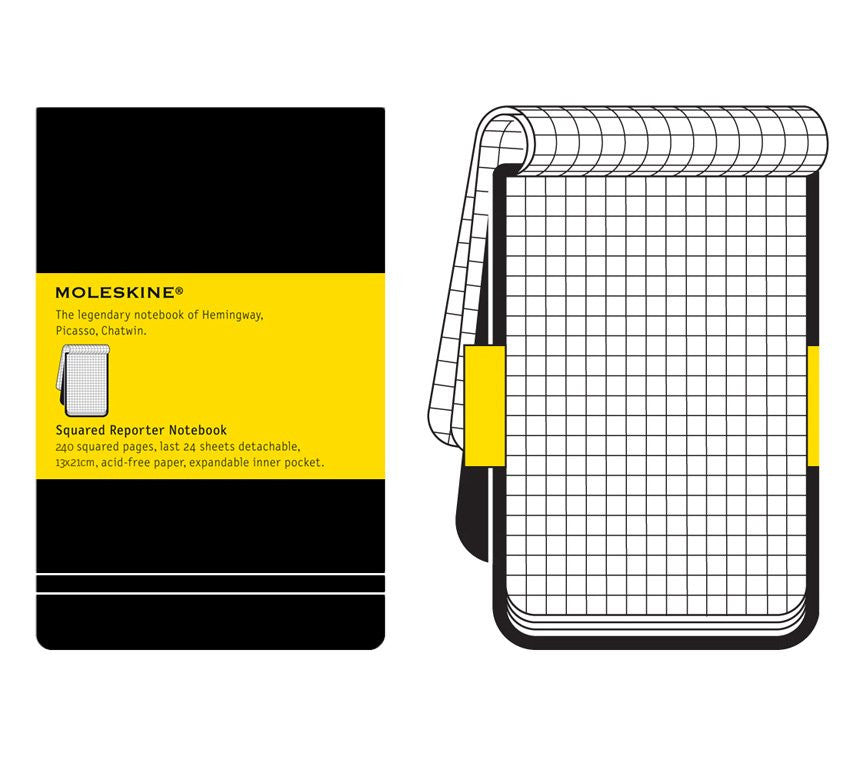 Moleskine Classic Squared Reporter Notebook - Hard Cover Journal for Writing, Sketching & Note Taking - Perfect for Travel, Work & School