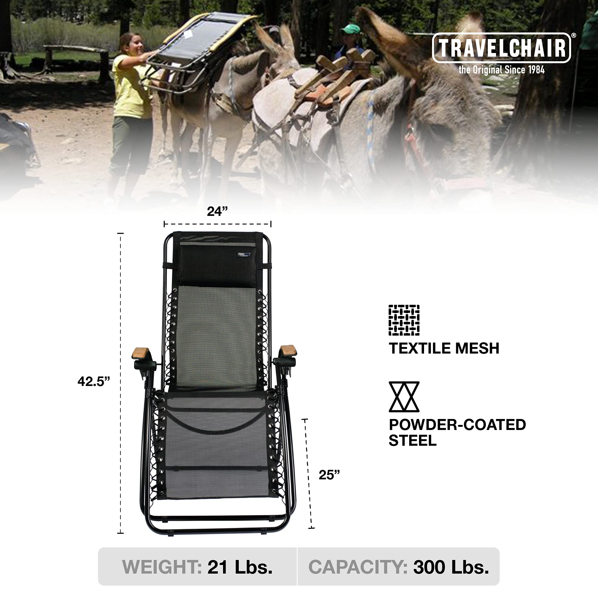 Portable Folding Travel Chair - Lounge Lizard Black Outdoor Camping & Beach Relaxation Chair