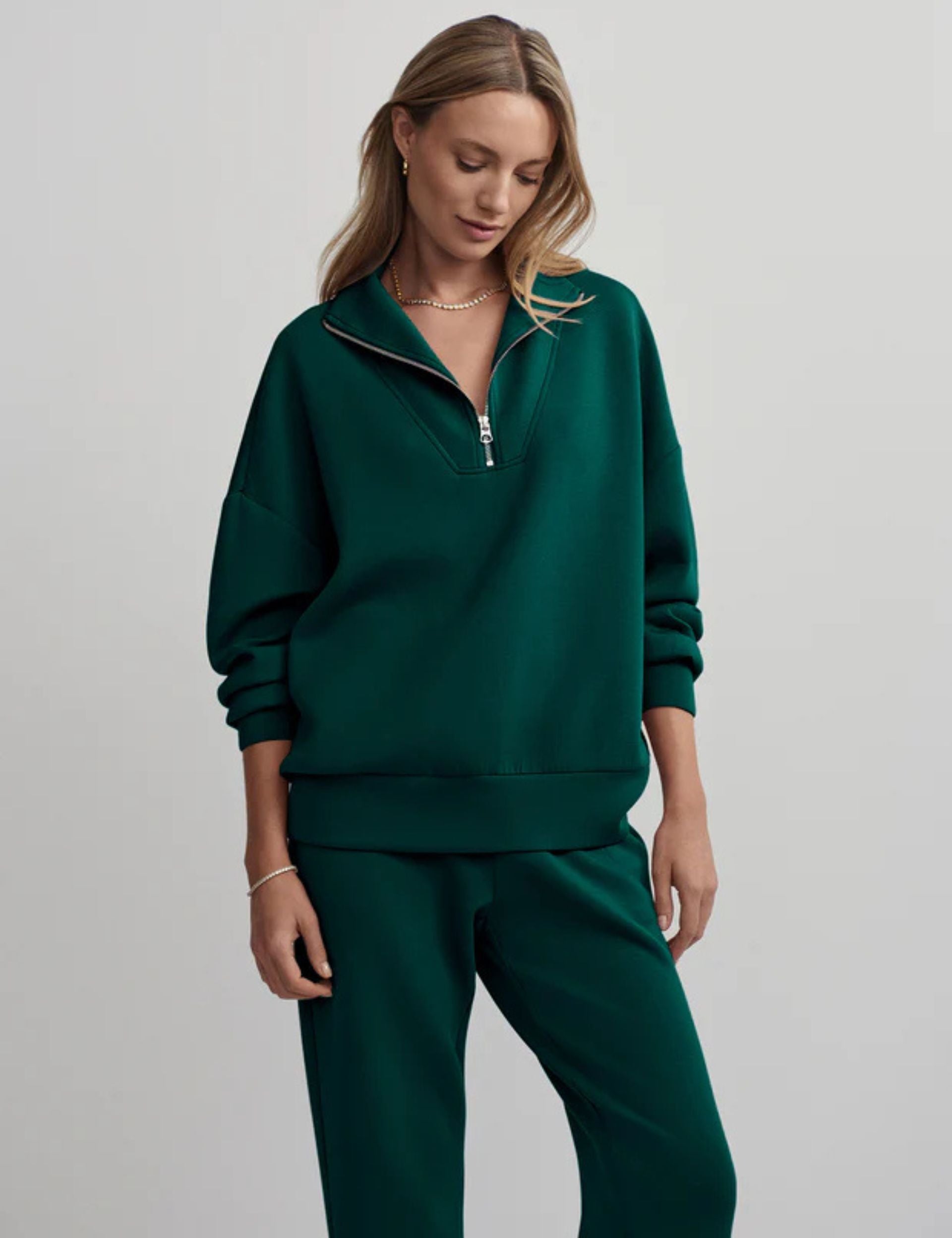 Hawley Half Zip Sweatshirt for Men - Soft Cotton Fleece Pullover with Hood - Forest Green - Perfect for Outdoor Activities, Hiking and Casual Wear