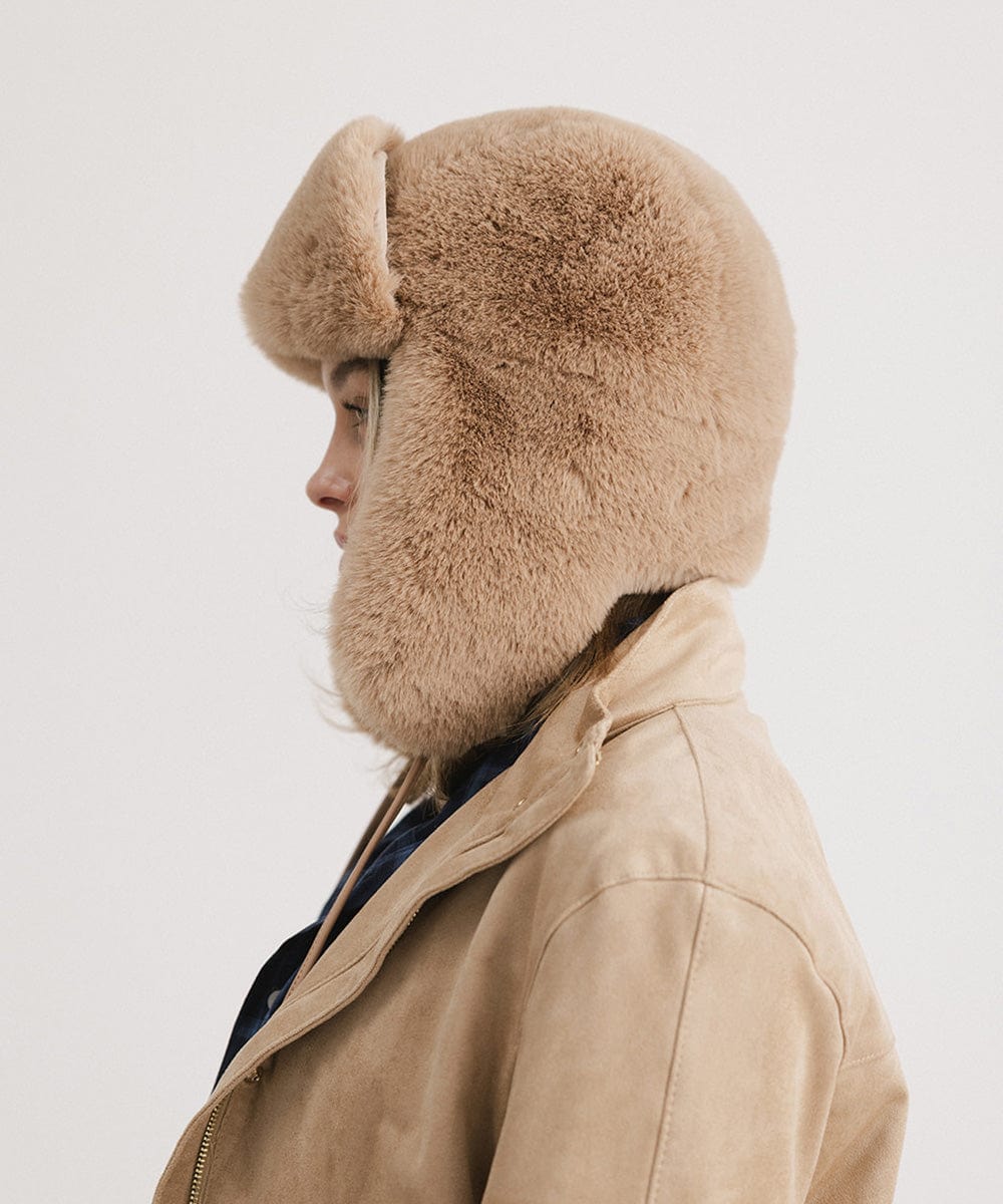Logan Faux Fur Trapper Hat for Men Women - Winter Warm Fleece Lined Ear Flap Hat - Outdoor Hunting Skiing Snowboarding Hats