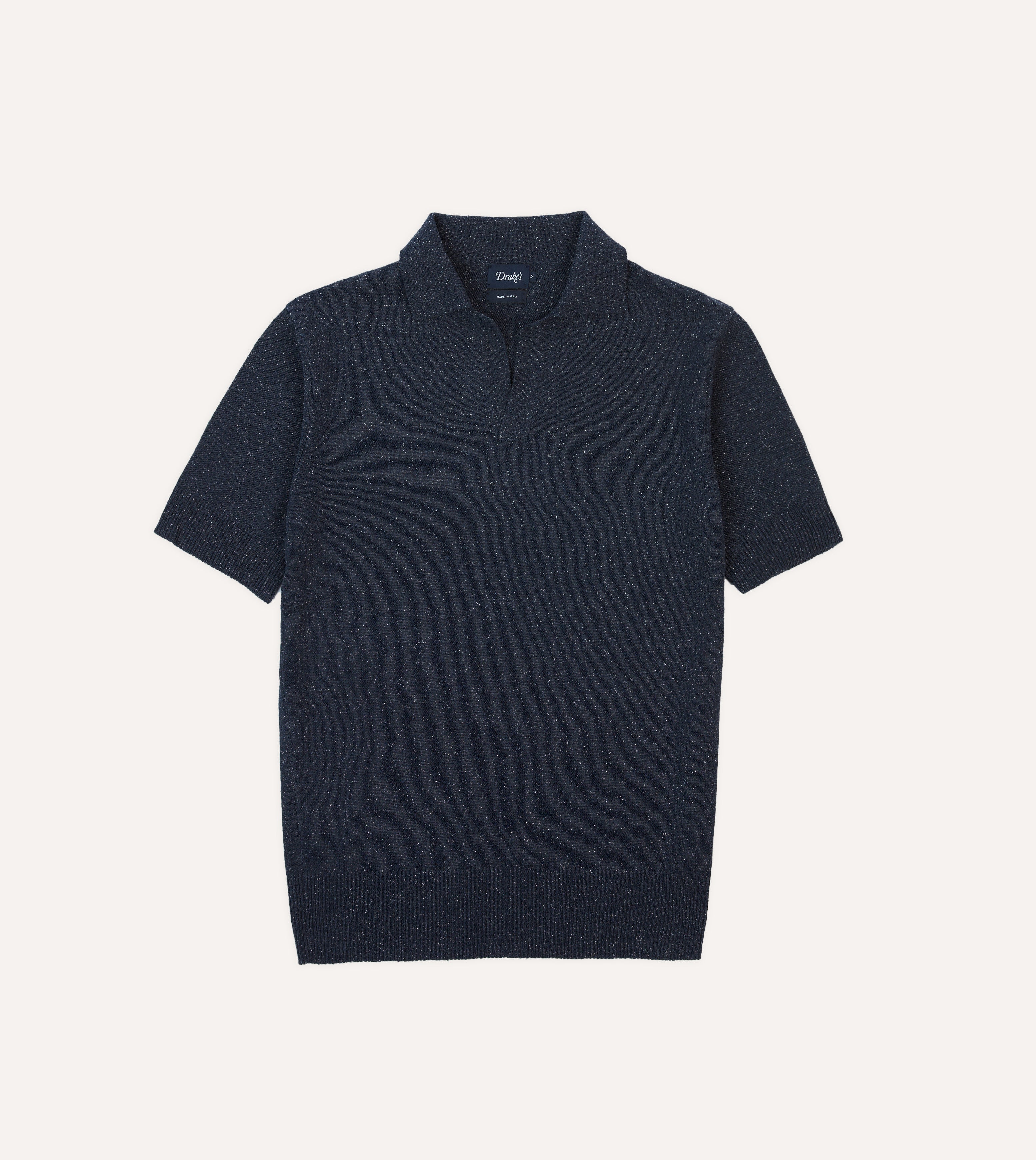 Premium Navy Blue Knitted Silk Short Sleeve Polo Shirt for Men - Breathable & Comfortable Business Casual Wear for Office, Golf & Summer Outings