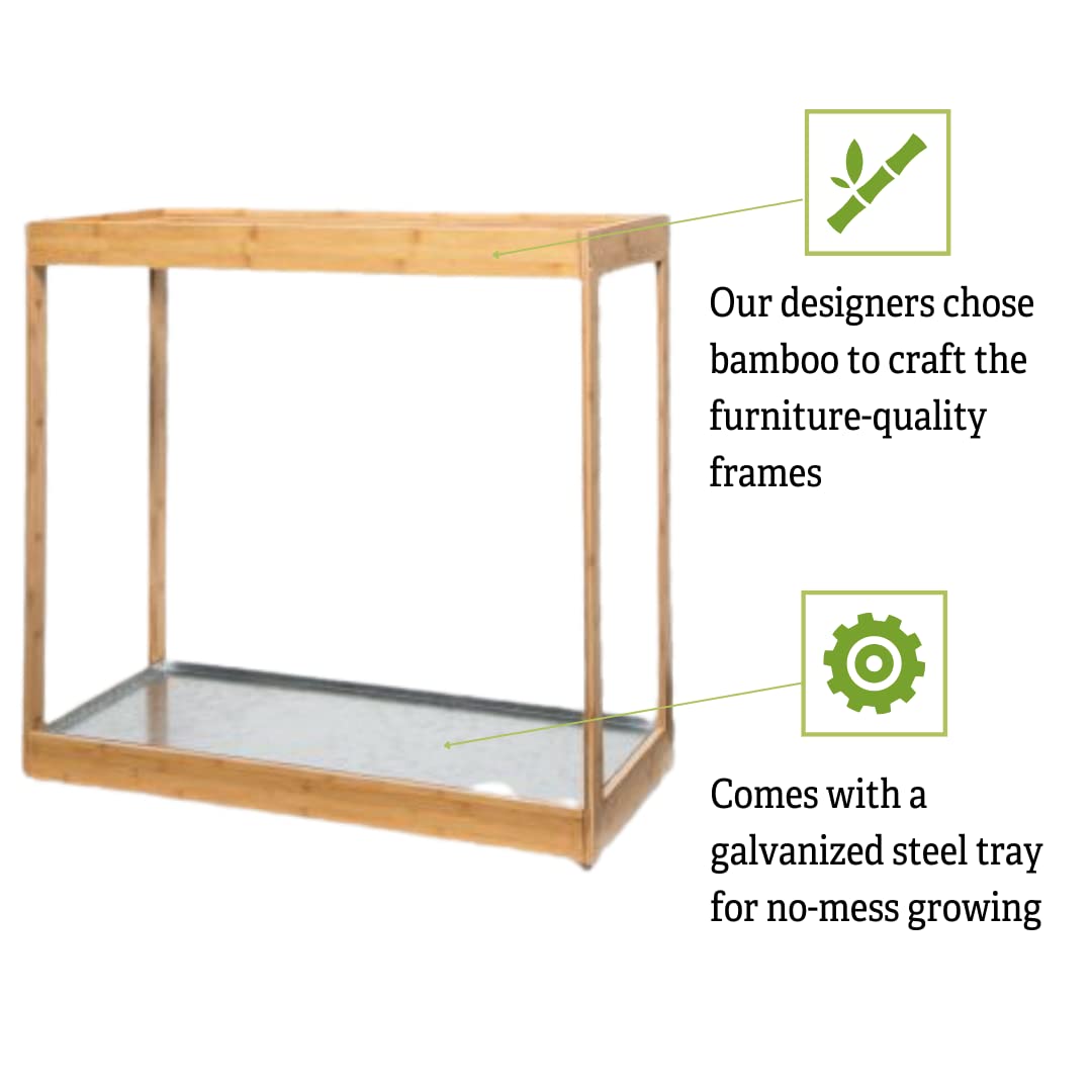 Medium Bamboo LED Grow Light Stand for Indoor Plants - Energy Efficient Grow Light for Herbs, Succulents & Seedlings | Perfect for Home Gardening, Hydroponics & Indoor Greenhouses