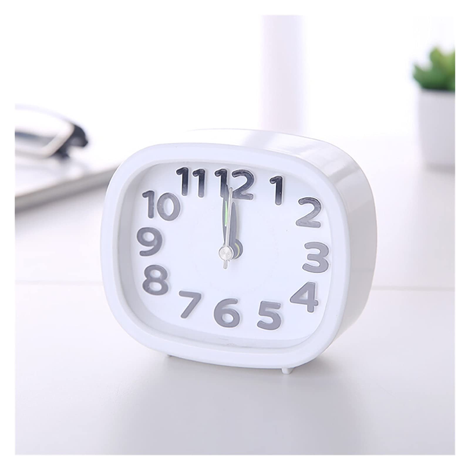 Compact Travel Alarm Clock - Small Rectangle Quartz Beep Alarm Clock for Bedroom, Office & Travel | Portable & Lightweight | Perfect for Home, Dorm, Business Trips (White)