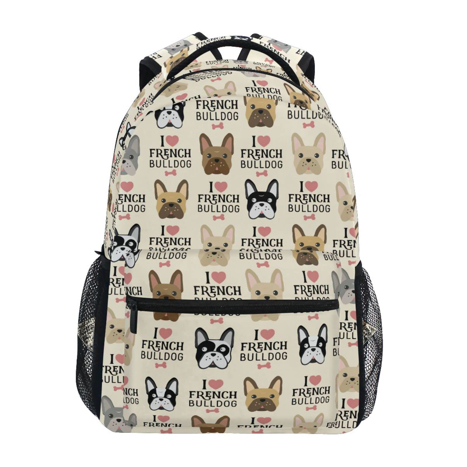 JIPONI Cute French Bulldog Backpack for Women & Men - Stylish School Bag, Bookbag, Travel Laptop Backpack, Daypack - Perfect for College, Work, Commuting & Weekend Adventures