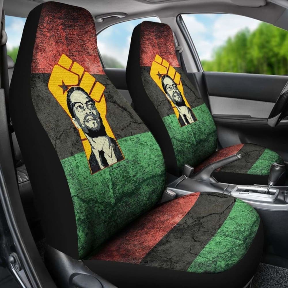 Premium African Print Car Seat Covers - Malcolm X & Pan African Flag Design - Universal Fit for Cars, SUVs & Trucks - Perfect for Cultural Pride, Road Trips & Car Protection