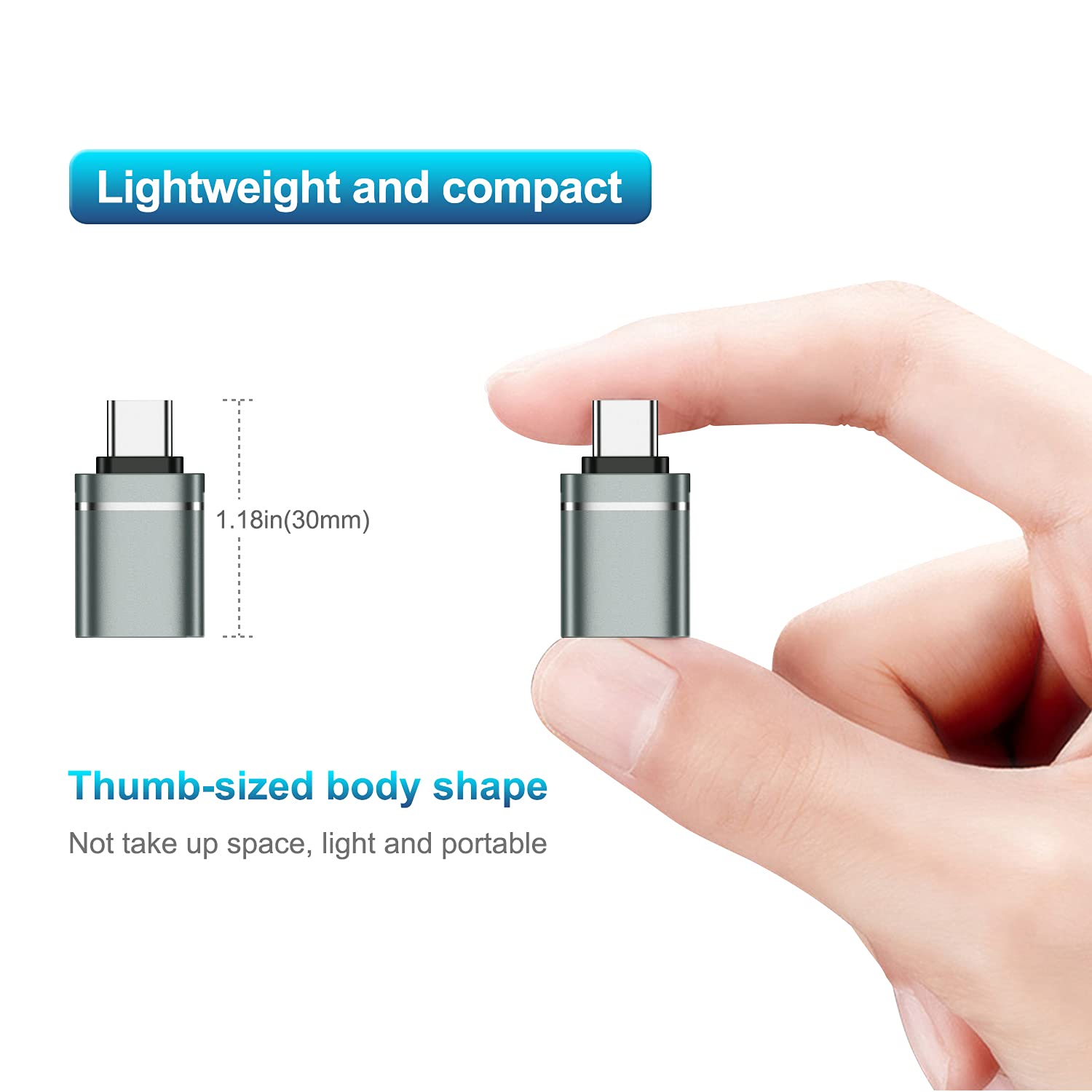 USB C to USB 3.0 Adapter 3-Pack, USB Type C Male to USB Female Converter - Compatible with MacBook Pro 2020, MacBook Air 2020, iMac 2021, iPad Pro 2021 & Thunderbolt 3 Devices (Gray) - Perfect for Data Transfer, Charging & Connecting Peripherals