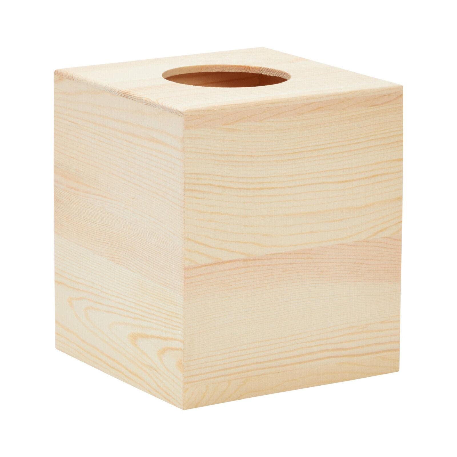 Wooden Tissue Box Holder - 5 x 5.8 Inch Home Decor for Dining Table, Bedroom & Bathroom | Rustic Tissue Box Cover for Kitchen, Living Room & Office Organization