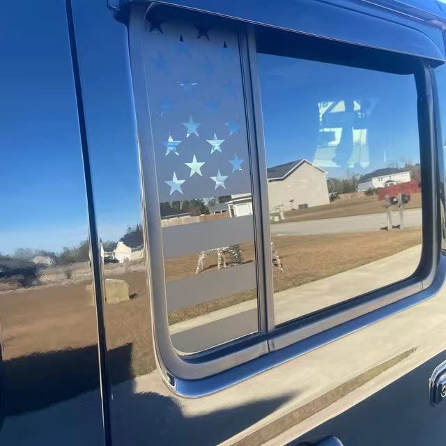 Jeep Wrangler JL 2018-2023 & Gladiator 2023 Side Window American Flag Decal - Matte Black USA Flag Sticker for Truck Side & Rear Windows - Patriotic Car Accessories for Off-Roading & Daily Driving