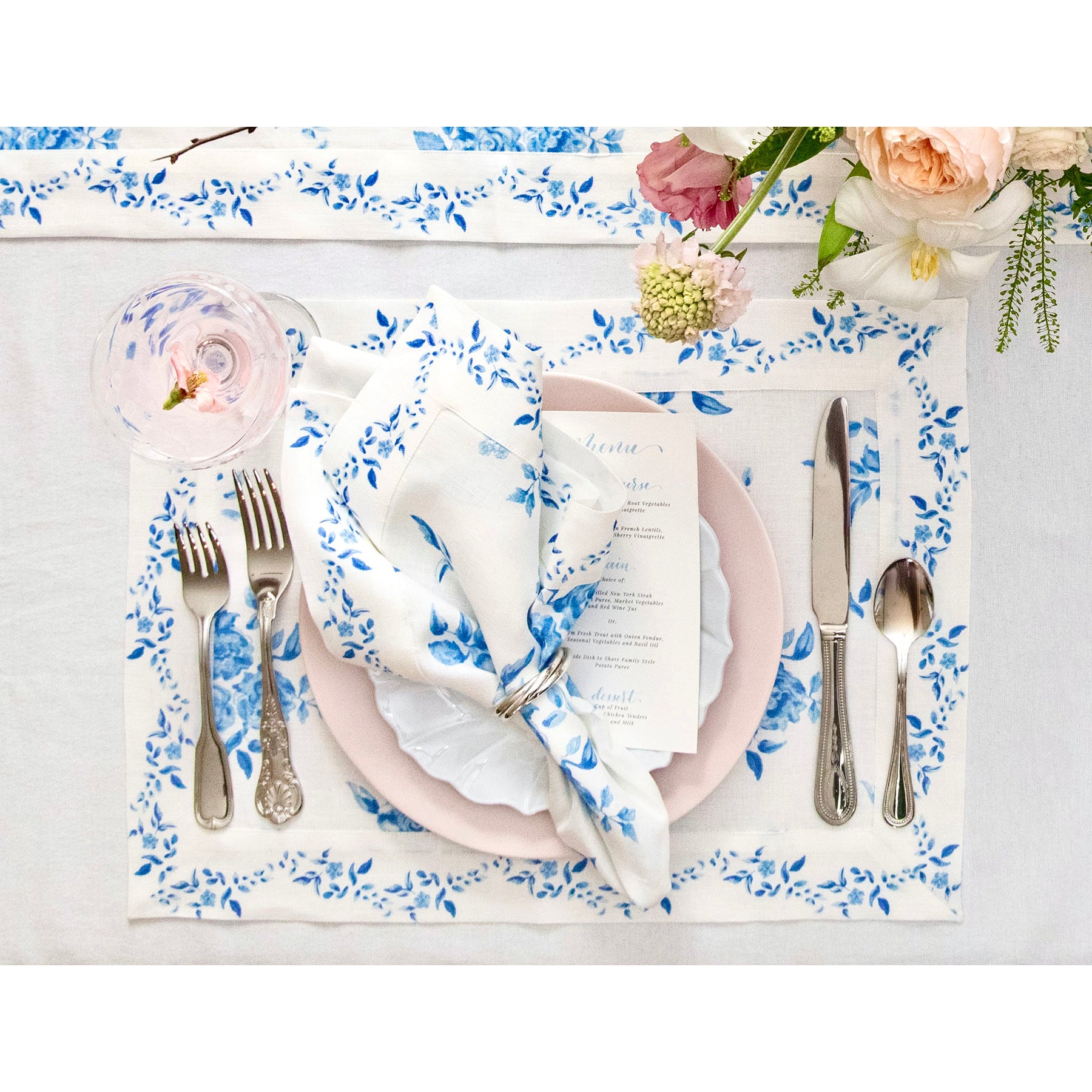 Jolie Fleur Placemats Set of 4 - Elegant Floral Table Mats for Dining, Kitchen Decor & Holiday Entertaining