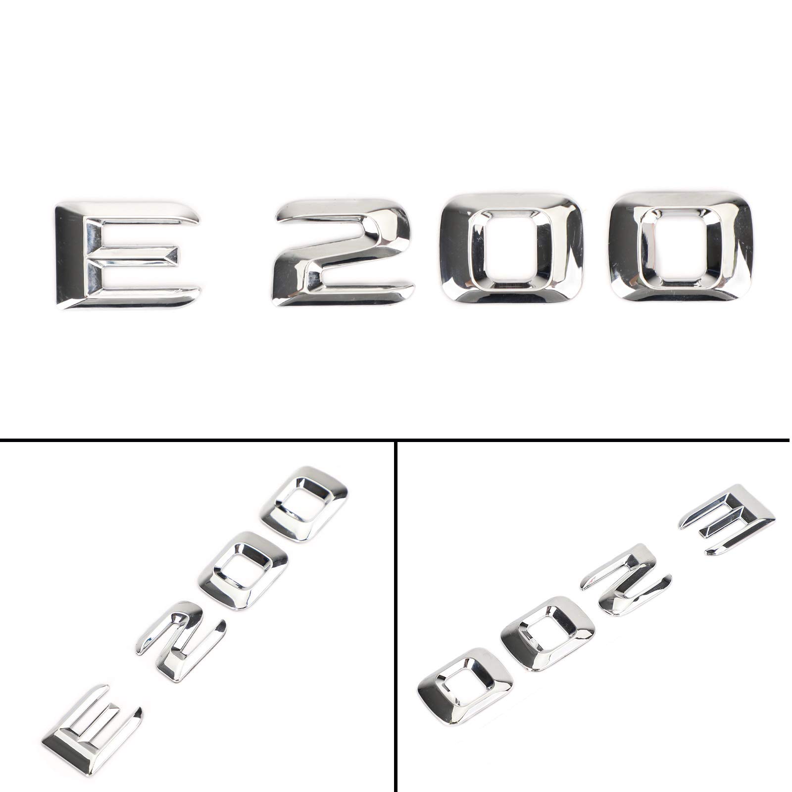 Chrome Rear Trunk Emblem Badge Nameplate Decal Letters & Numbers for Mercedes E200 - Perfect for Car Customization & Personalization