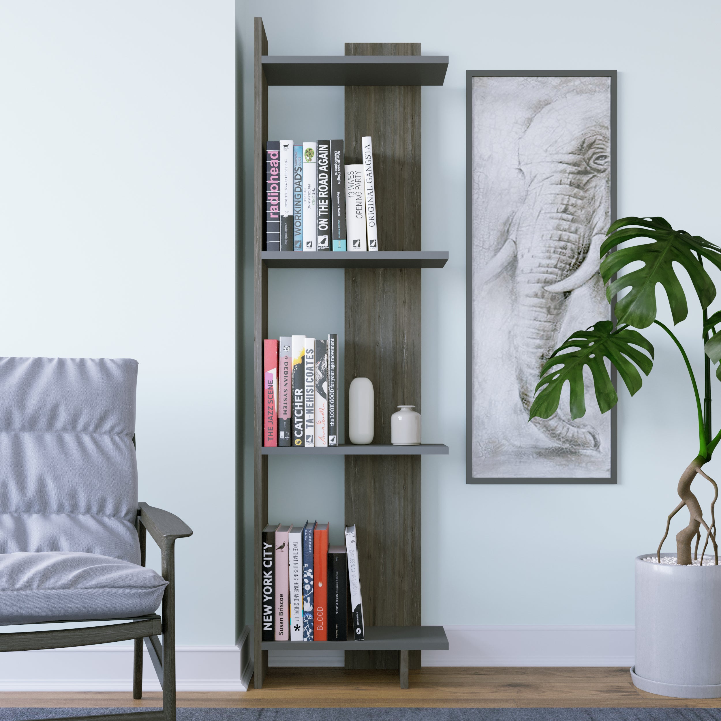 Rodney Bookcase - Modern Wooden Bookshelf for Home & Office - Perfect for Living Room, Bedroom, and Study Organization