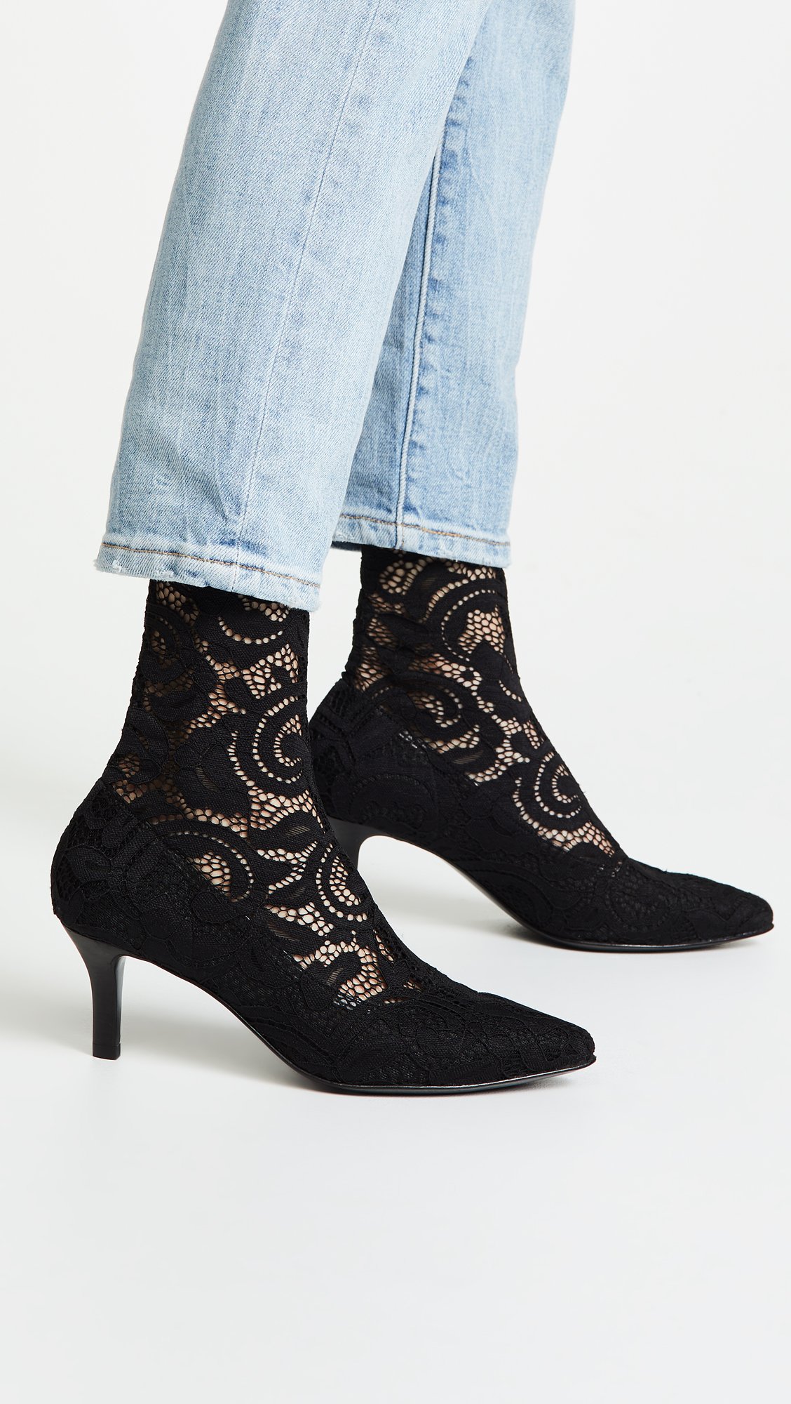 Opening Ceremony Women's Queen Lace Booties - Black Ankle Boots for Women | Elegant Wedding, Party & Evening Wear Shoes