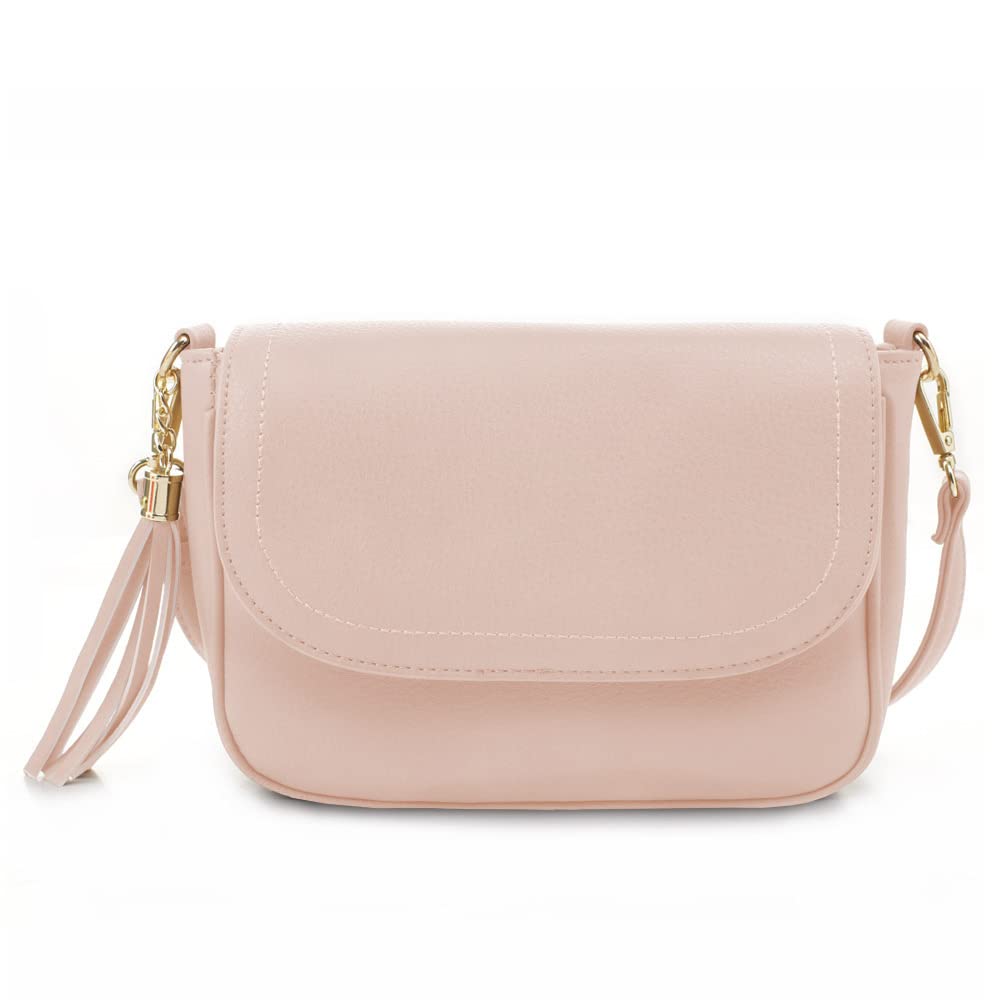 EVVE Vegan Leather Crossbody Bag for Women - Trendy Flap Saddle Purse with Tassel, Perfect for Daily Use & Travel