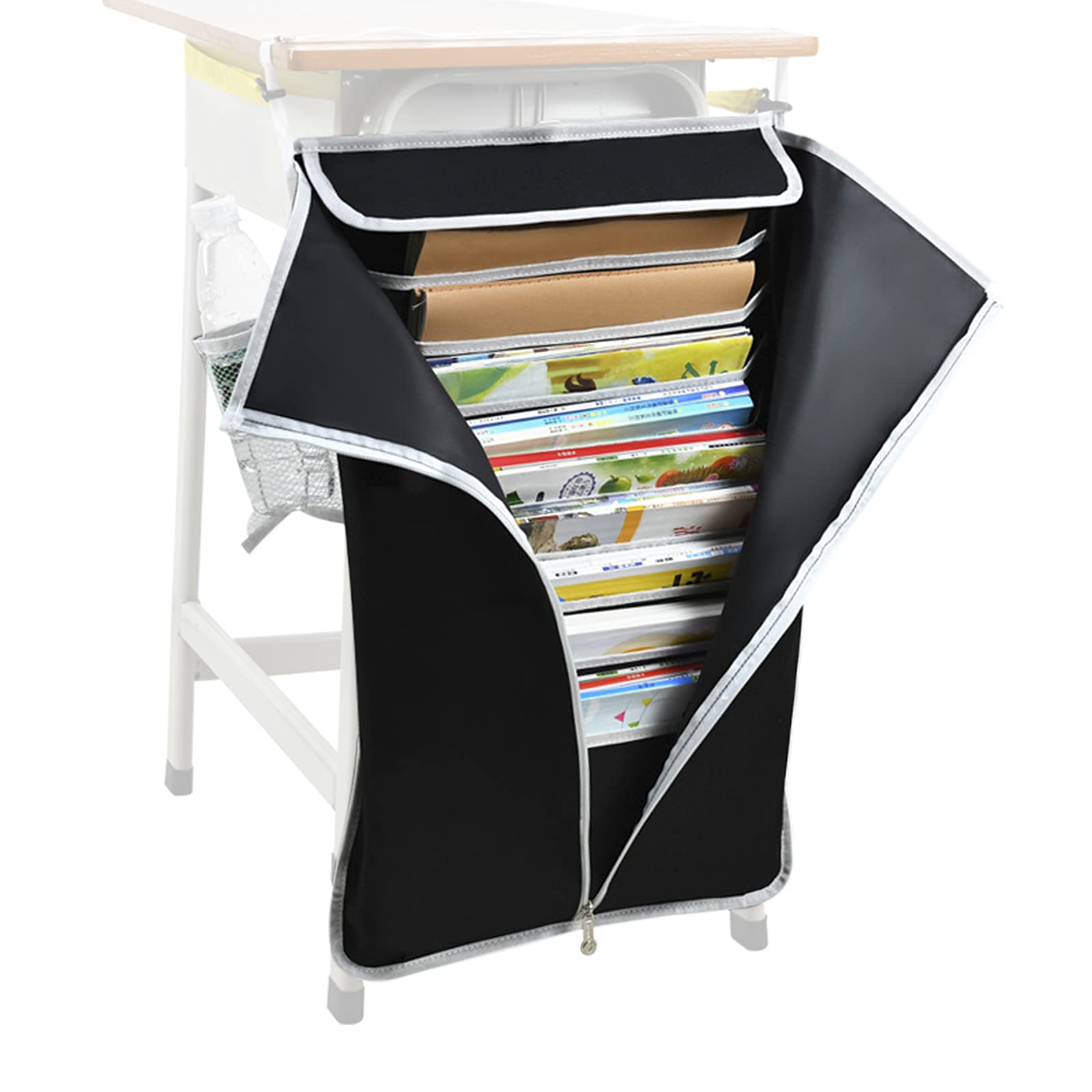 Dustproof Desk Side Storage Bag - Hanging Organizer for Classroom & Office - Space Saving Caddy for Books, Files & Water Bottles - Perfect for School, Home & Workspace Organization