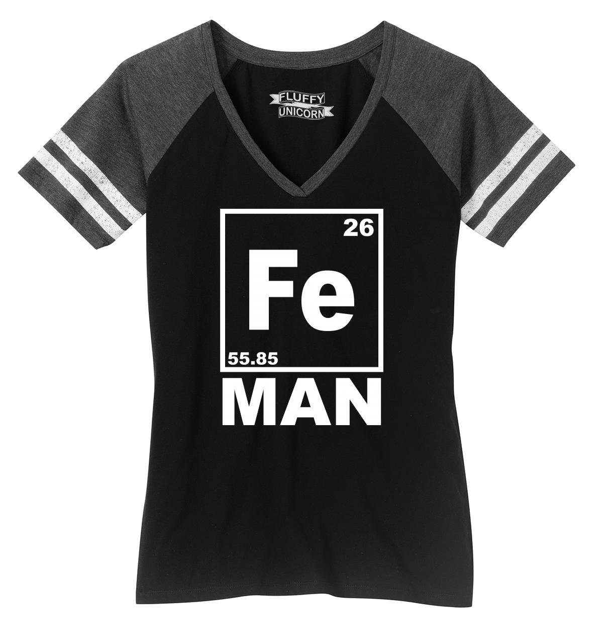 Funny Iron Man Chemistry Game V-Neck T-Shirt for Women | Marvel Superhero Graphic Tee | Gift for Science Lovers & Marvel Fans | Perfect for Cosplay, Comic Con & Casual Wear